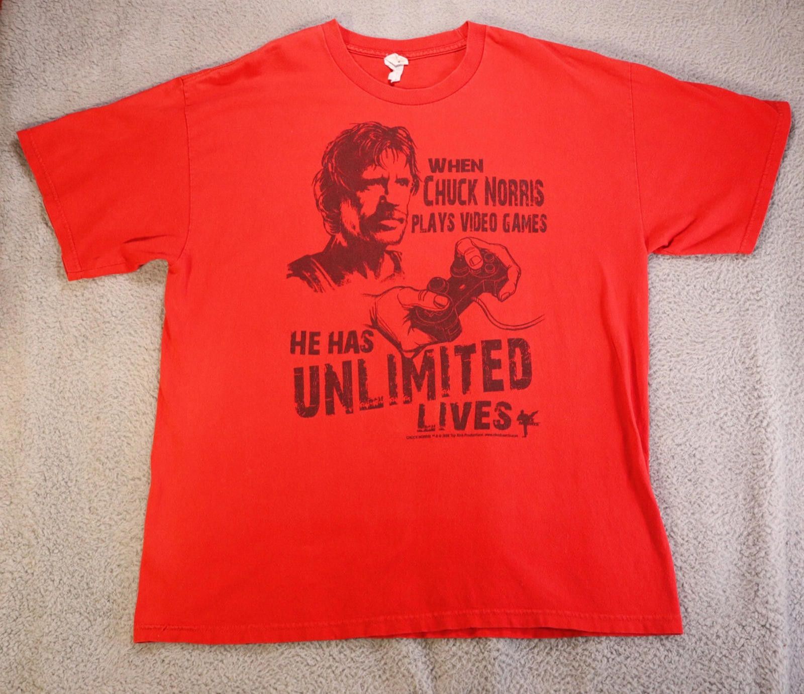 Alstyle Chuck Norris 2008 Shirt XL y2k Red Gamer Vtg Size US XL / EU 56 / 4 - 2 Thumbnail