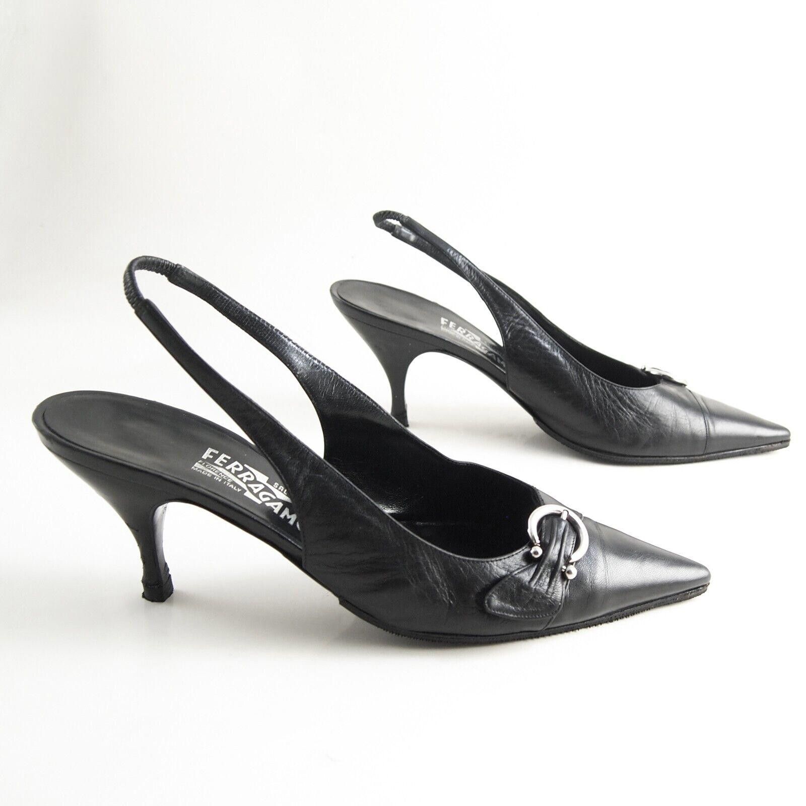 Salvatore Ferragamo Ferragamo Gancio Slingback Sandals Black US 10.5 EU 40.5 C Size US 10.5 / IT 40.5 - 5 Thumbnail