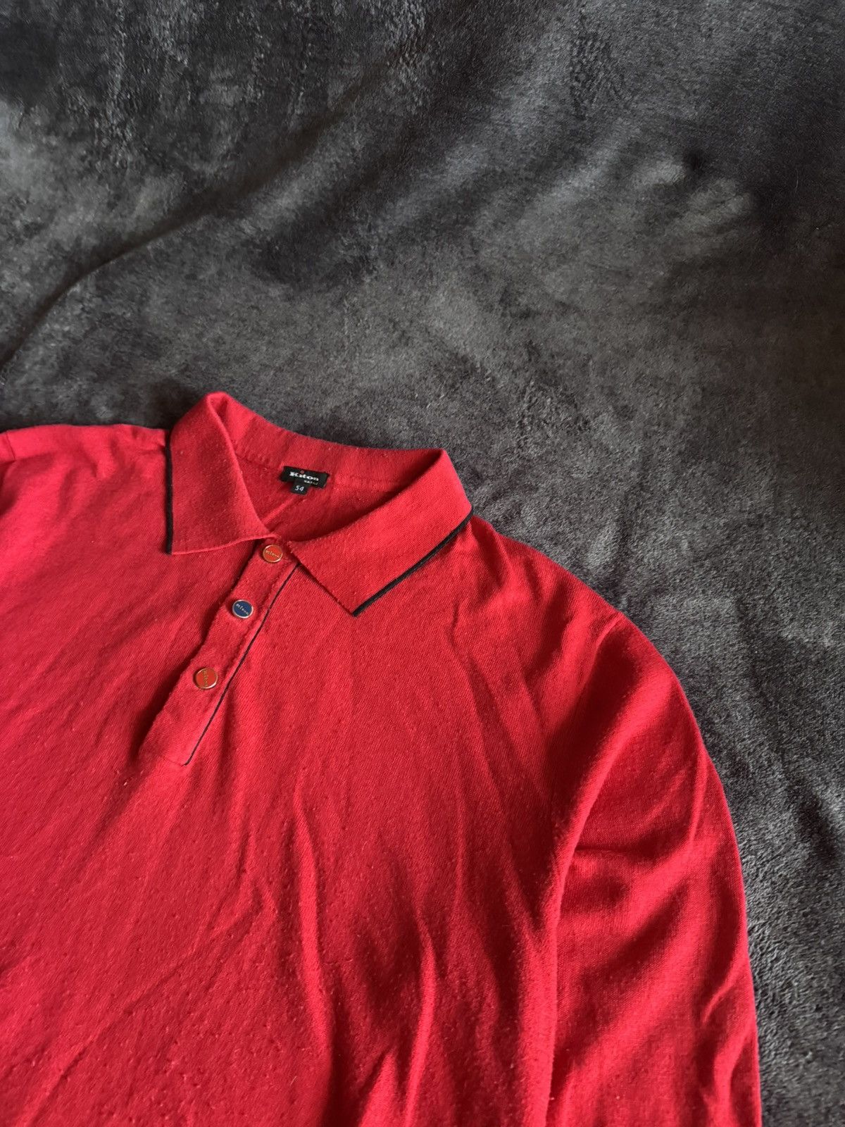 Kiton Kiton mens polo long sleeve wool red Size US XL / EU 56 / 4 - 5 Thumbnail