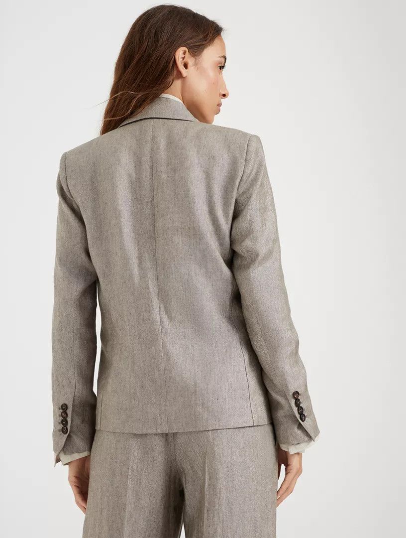 Brunello Cucinelli o1w1db10825 Woven Jacket Wool in Light/Pastel Grey Size M / US 6-8 / IT 42-44 - 3 Thumbnail