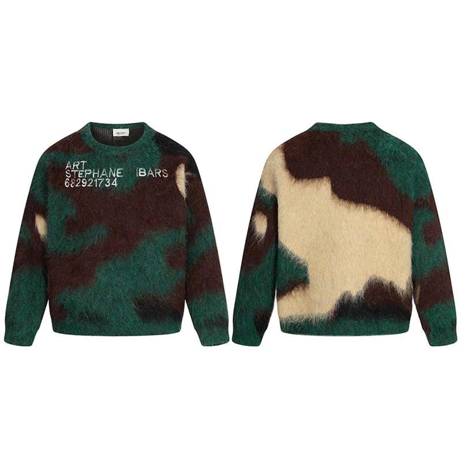 Other Green Brown Fuzzy Camouflage Crewneck Sweater Size US L / EU 52-54 / 3 - 5 Thumbnail
