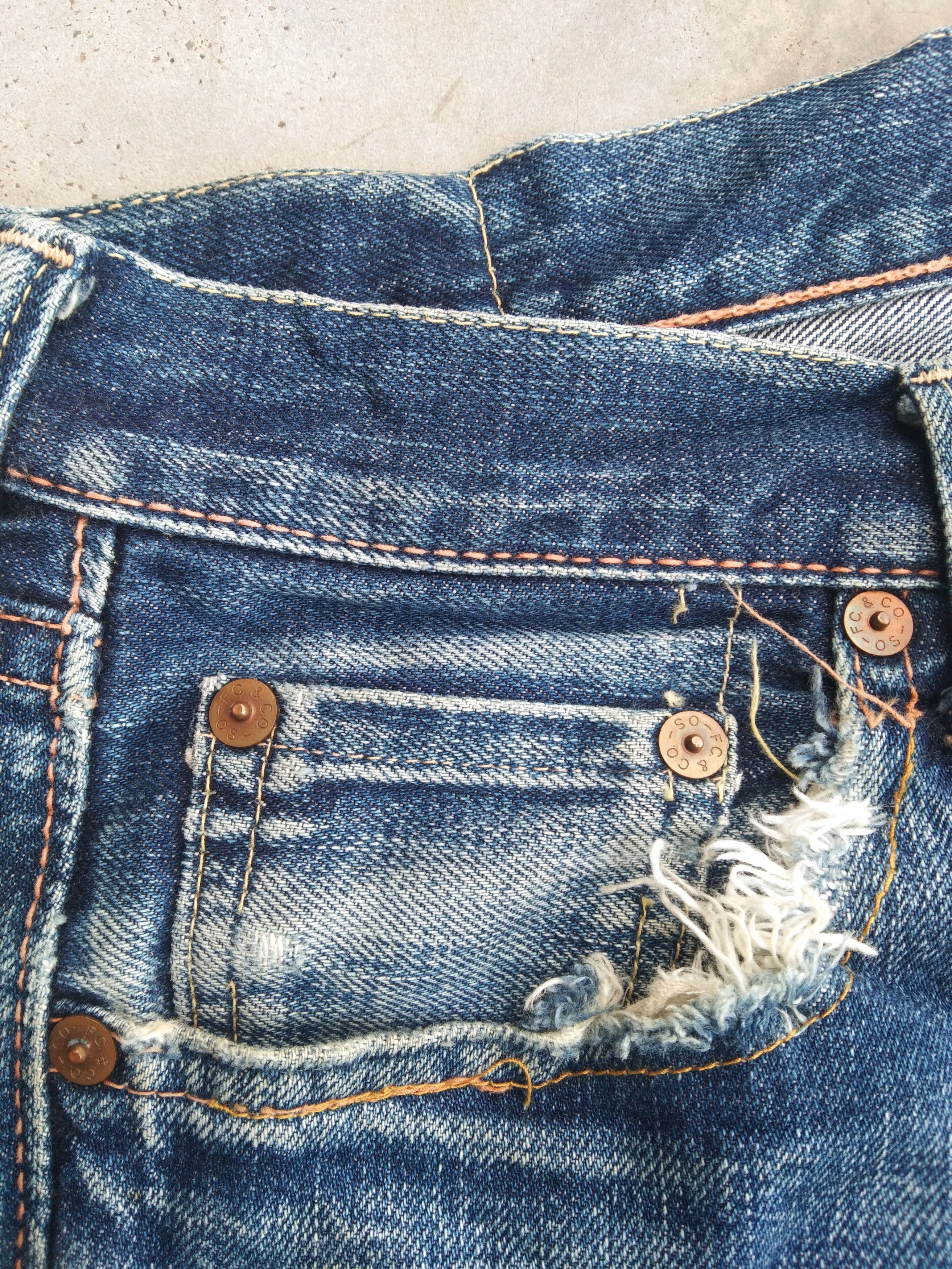 Full Count & Co. Vintage Full Count Selvedge Distressed Redline Jeans 29x31 Size US 29 - 8 Thumbnail