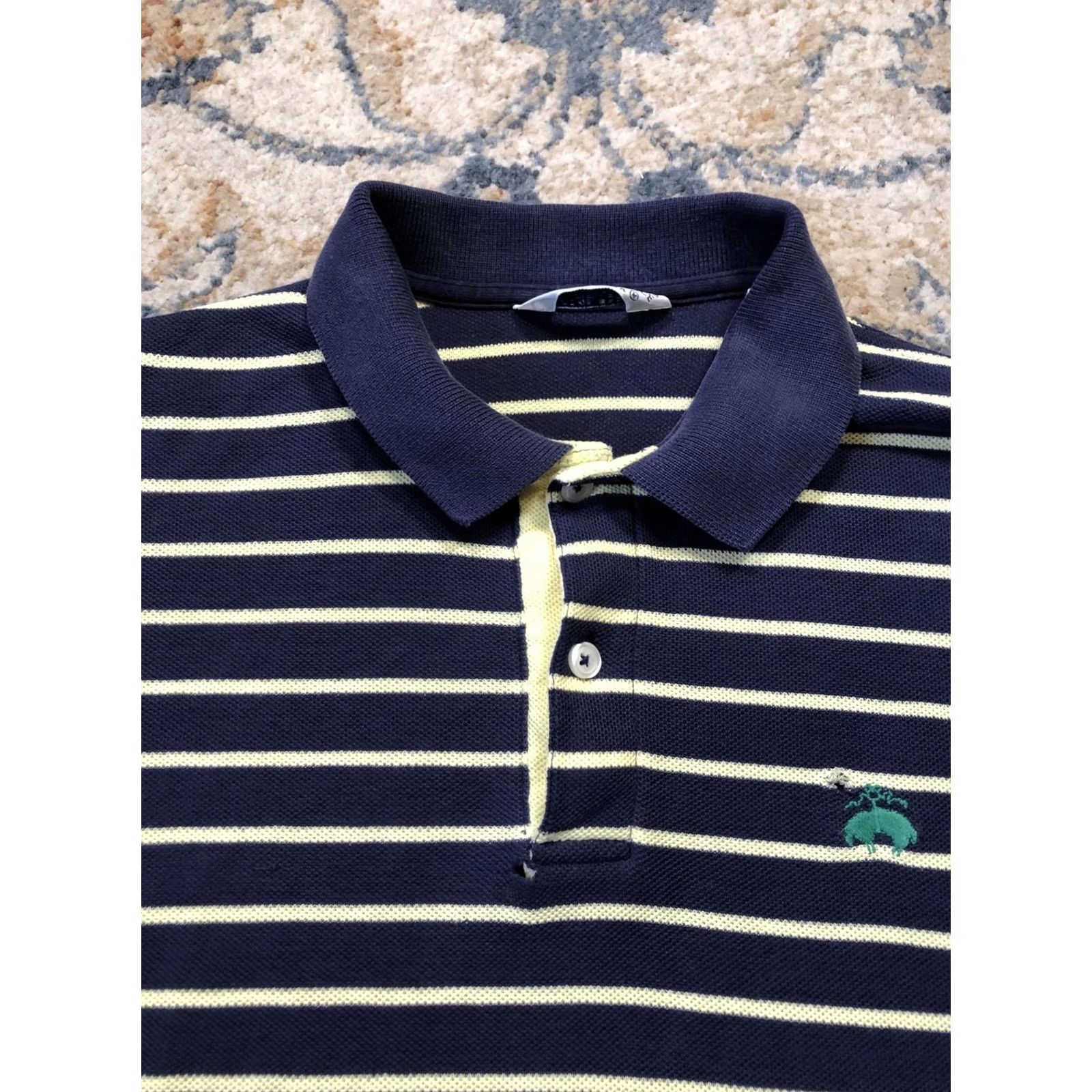 Brooks Brothers Brooks Brothers Polo Shirt Mens M Navy Yellow Striped Golden Fleece USA - Polo, Short Sleeve, 100% Cotton, Casual, Striped, Green Logo, Made in USA Size US M / EU 48-50 / 2 - 2 Thumbnail