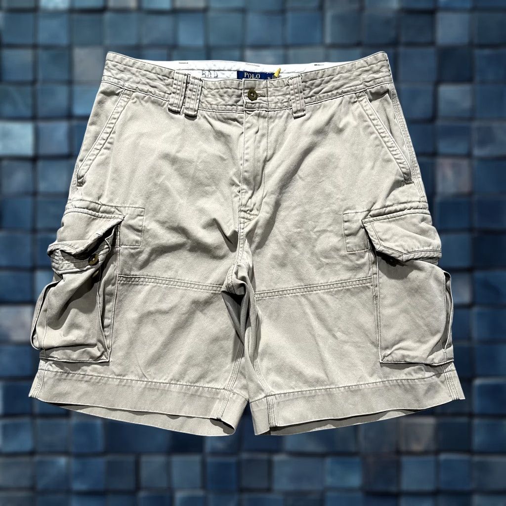 Polo Ralph Lauren Polo Ralph Lauren Shorts Mens 36 Beige Cotton Chunky Twill Cargo Pocket GUC Size US XL / EU 56 / 4 - 1 Thumbnail