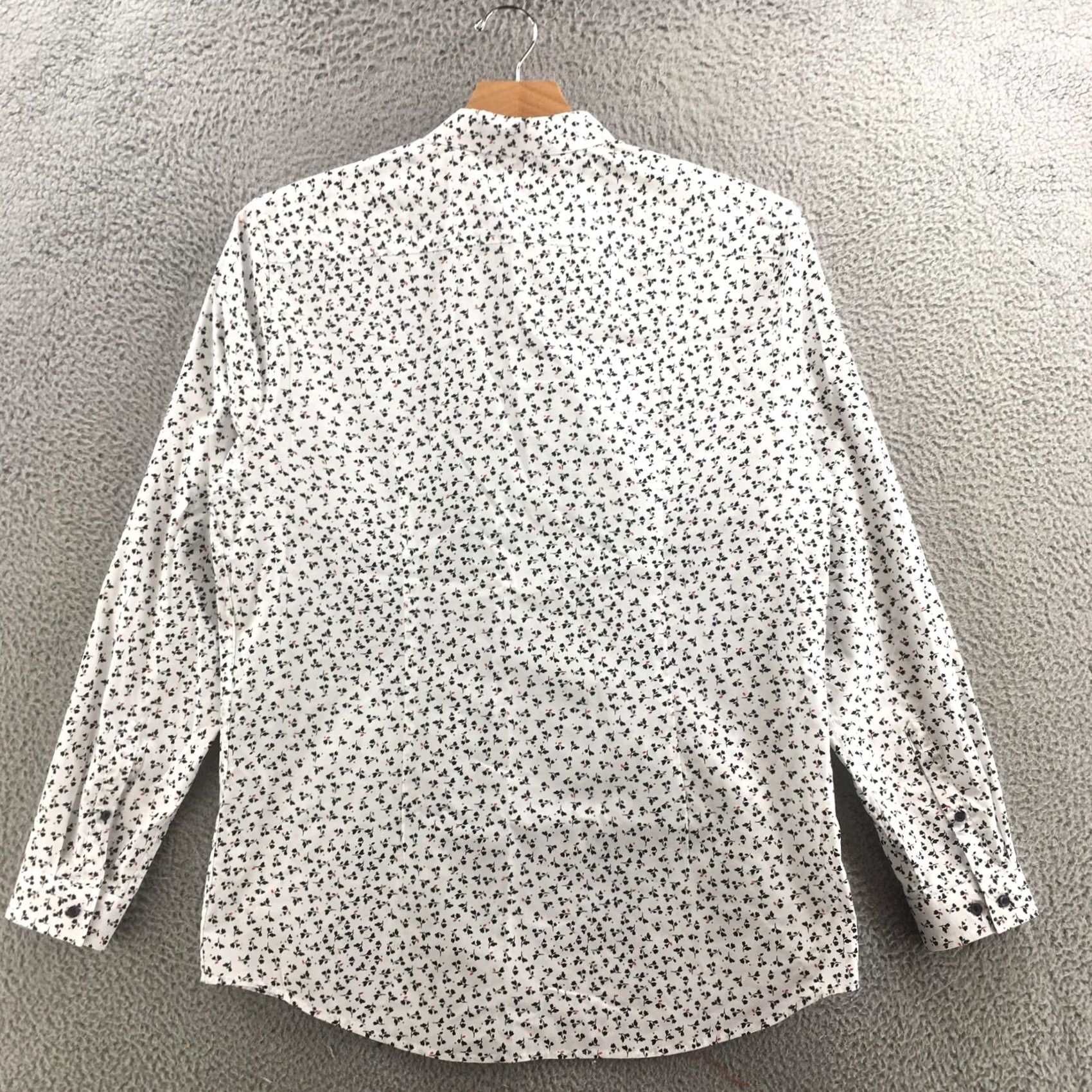 H&M H&M Shirt Mens XL White Floral Long Sleeve Button Up Slim Fit Size US XL / EU 56 / 4 - 7 Thumbnail
