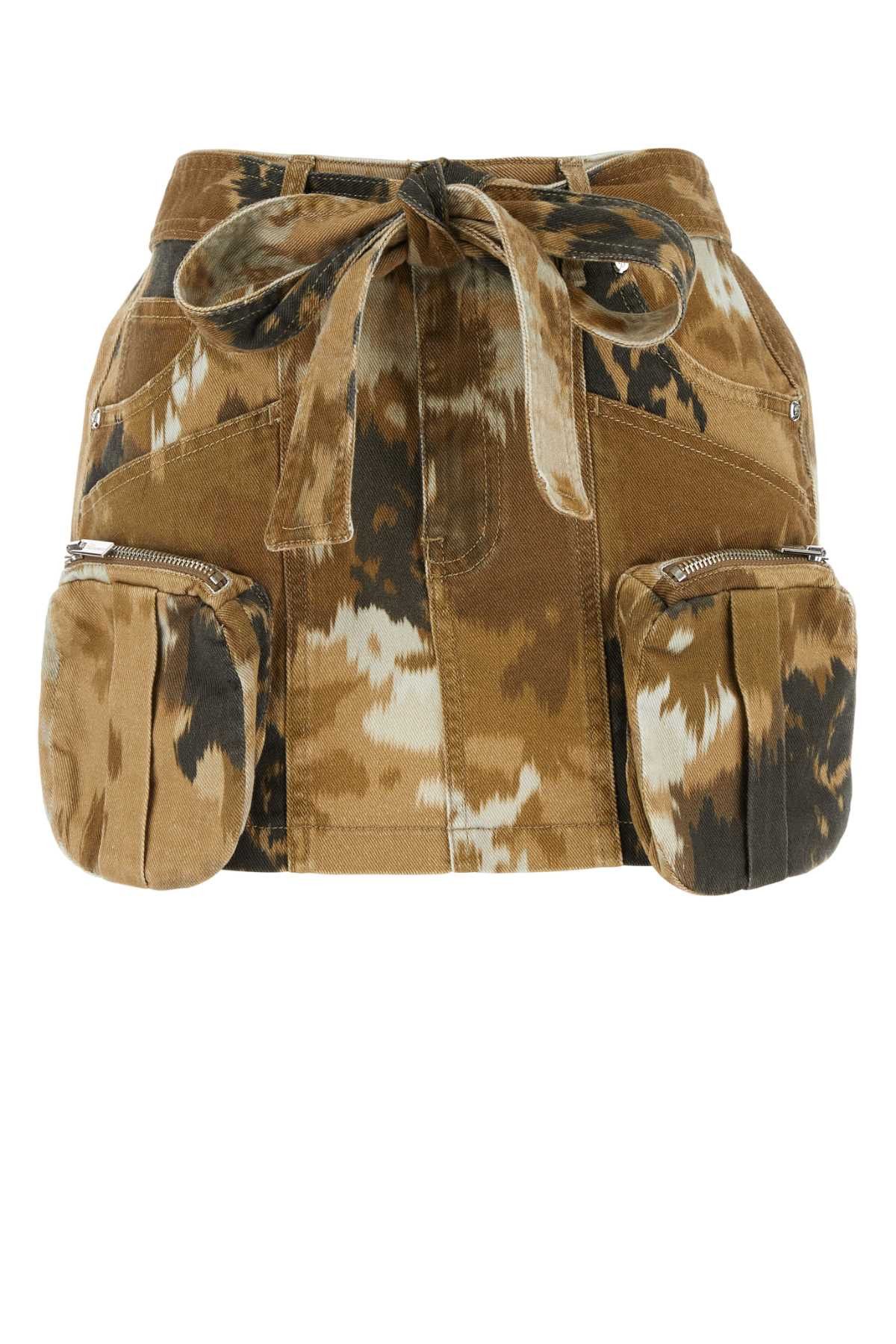 image of Blumarine Printed Stretch Denim Mini Skirt, Women's (Size 26)