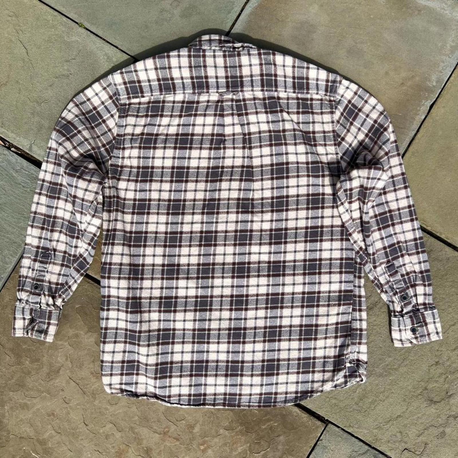 Other Cream/Grey/Burgundy Plaid Knit Flannel Button Down Shirt Size US L / EU 52-54 / 3 - 5 Thumbnail