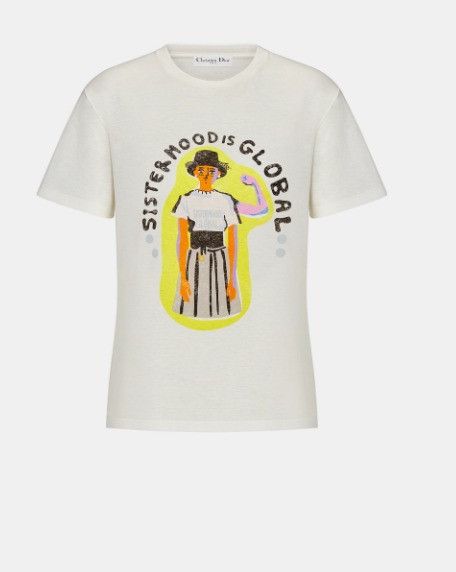 Dior o1w1db10924 Cotton Jersey And Linen T-Shirt in Ecru Size L / US 10 / IT 46 - 1 Thumbnail
