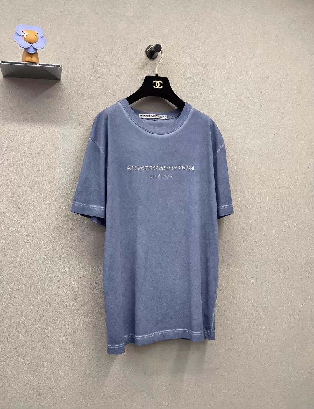 Alexander Wang Alexander Wang Mist Blue Crystal Logo Tee S Size US S / EU 44-46 / 1 - 3 Thumbnail
