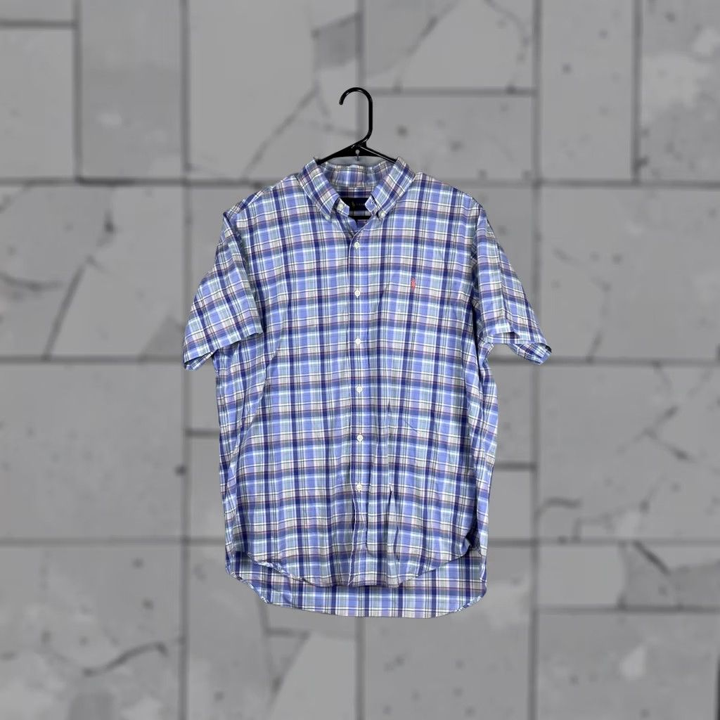 Ralph Lauren Ralph Lauren Shirt Mens Large Blue Plaid Short Sleeve Button Front Pony Logo Size US L / EU 52-54 / 3 - 1 Thumbnail