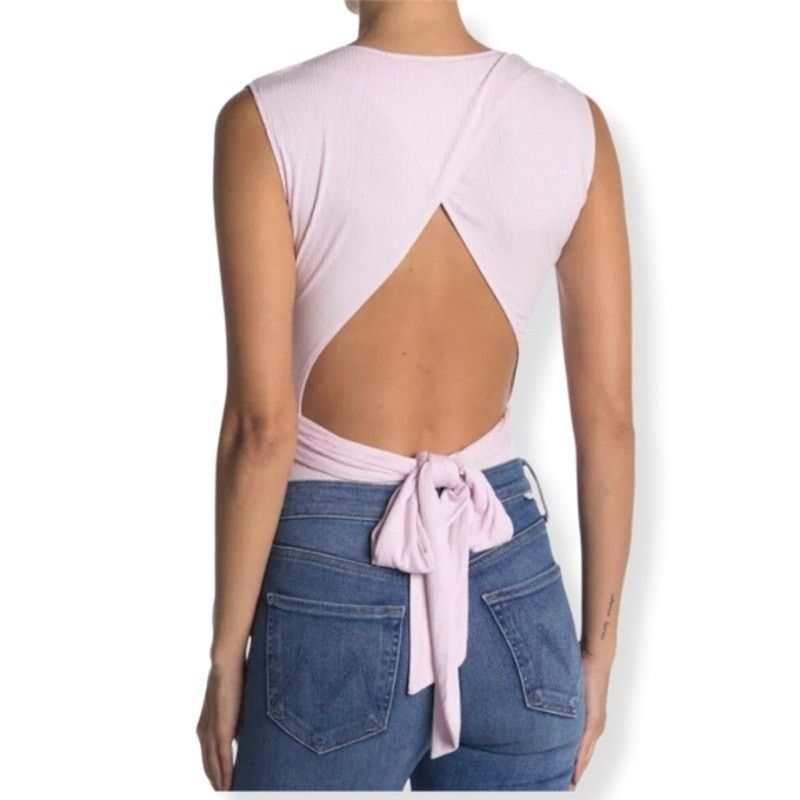 Other BCBGeneration Bodysuit Surplice Front Ribbed Tie Pink S NWOT Size S / US 4 / IT 40 - 5 Thumbnail