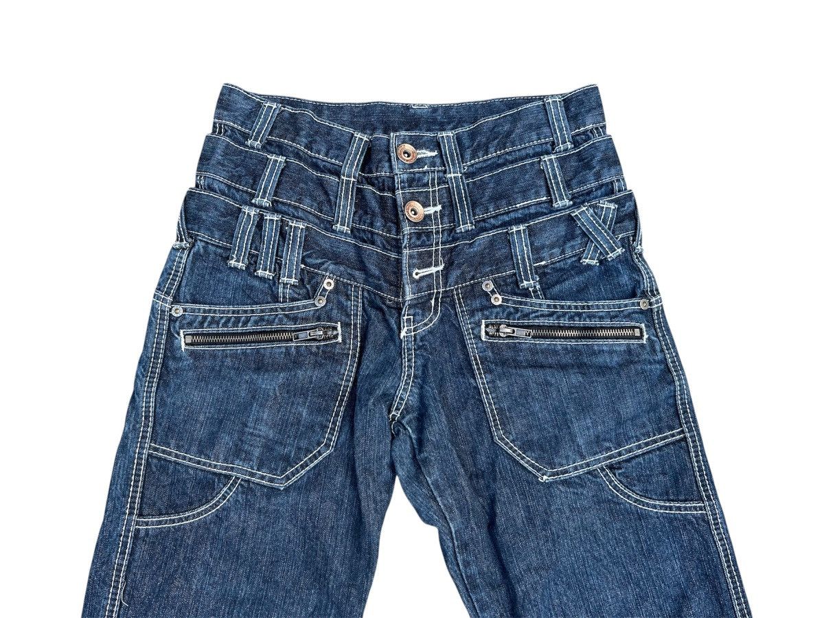 Japanese Brand 🔥VERY RARE🔥BACK RUSH Punk Triple Waist Denim Size US 28 / EU 44 - 2 Thumbnail
