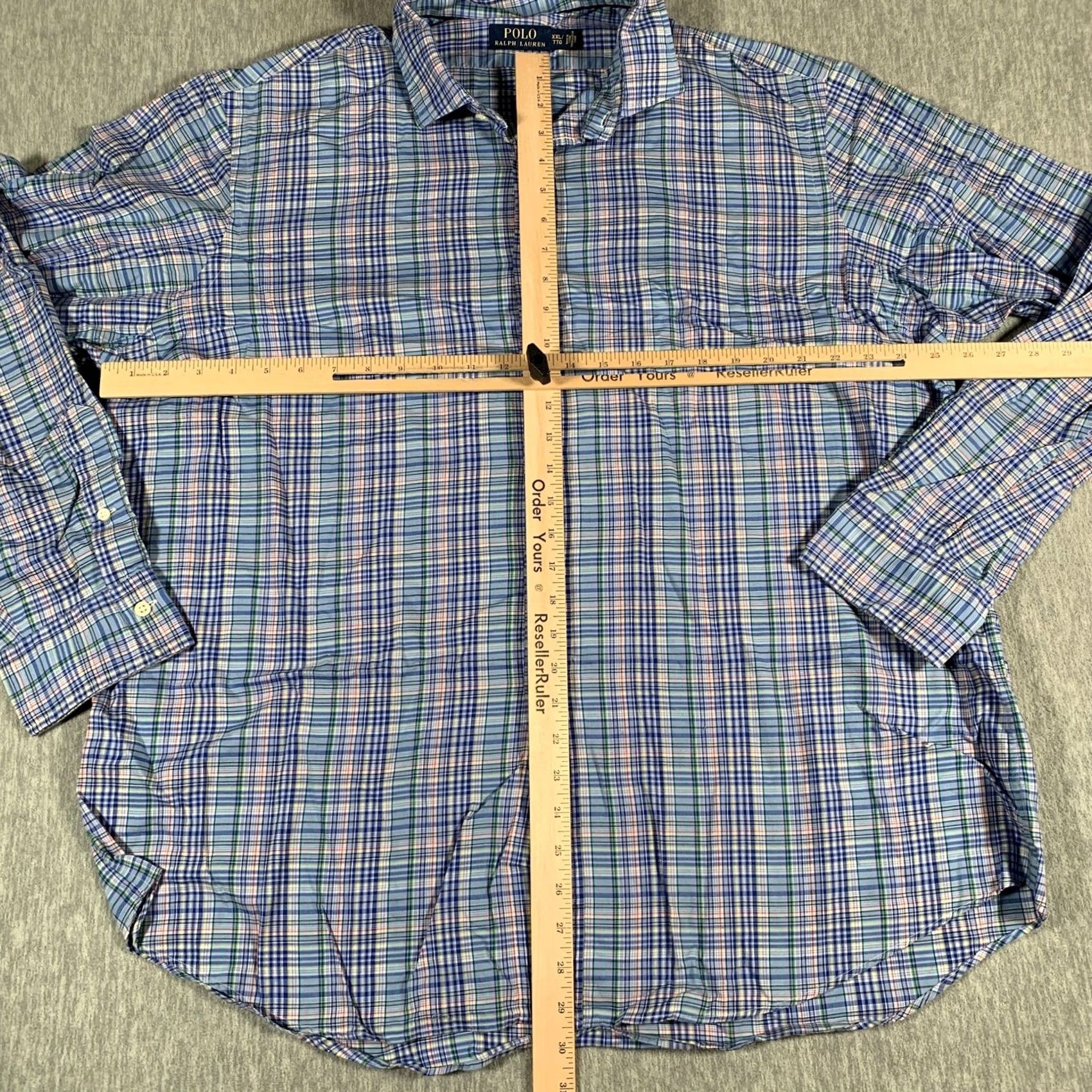 Polo Ralph Lauren Polo Ralph Lauren Shirt Mens 2XL Blue Green Plaid Button-Down Cotton Casual Long Sleeve Button-Up with Pockets Size US XXL / EU 58 / 5 - 5 Thumbnail