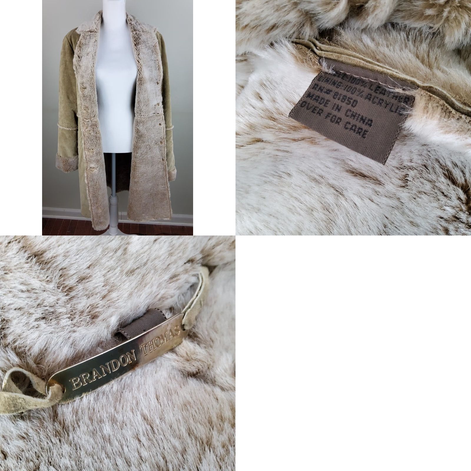 Vintage Brandon Thomas Suede Leather Jacket Coat Pea Coat Faux Fur Trim Tan Size L Womens Brown Size L / US 10 / IT 46 - 8 Thumbnail