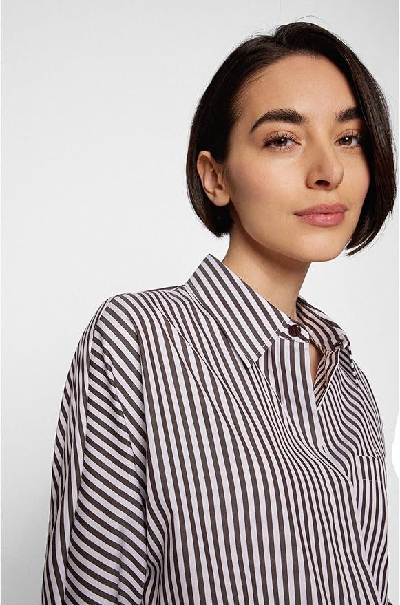 Hugo Boss BOSS Bastripa Relaxed-fit Blouse Striped Cotton Blend Size XL / US 12-14 / IT 48-50 - 2 Thumbnail