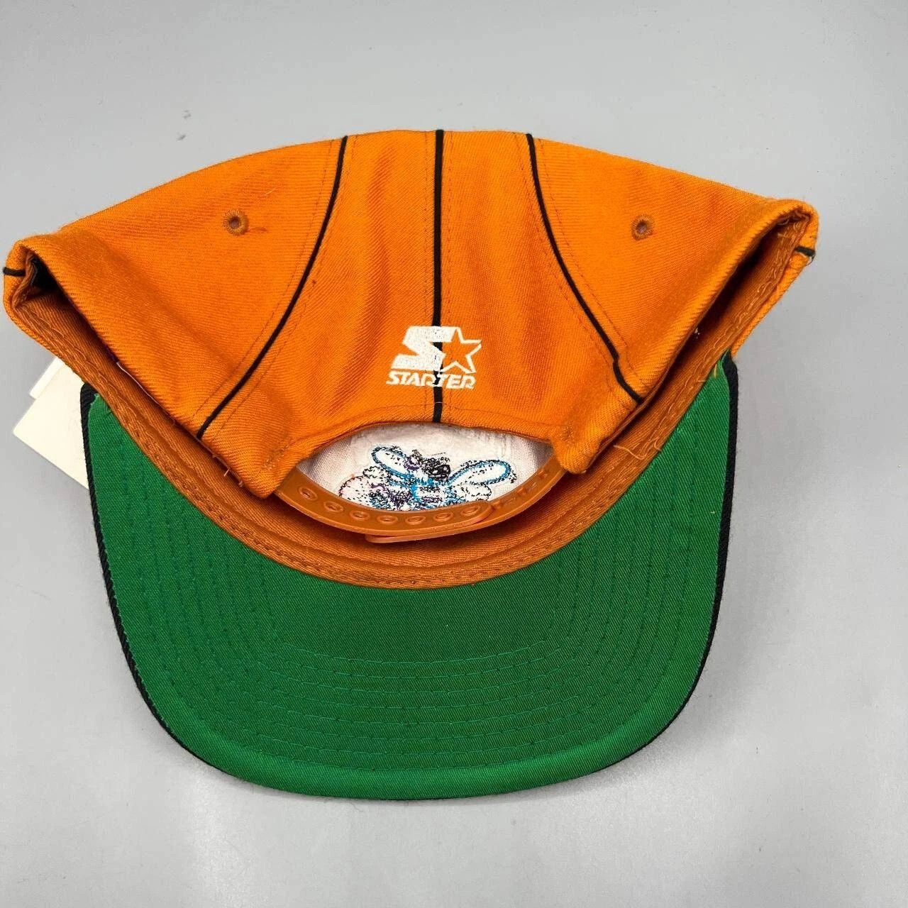 Starter × Vintage Charlotte Hornets Hat Men Orange Black Snap Back Cap Wool Size ONE SIZE - 6 Thumbnail