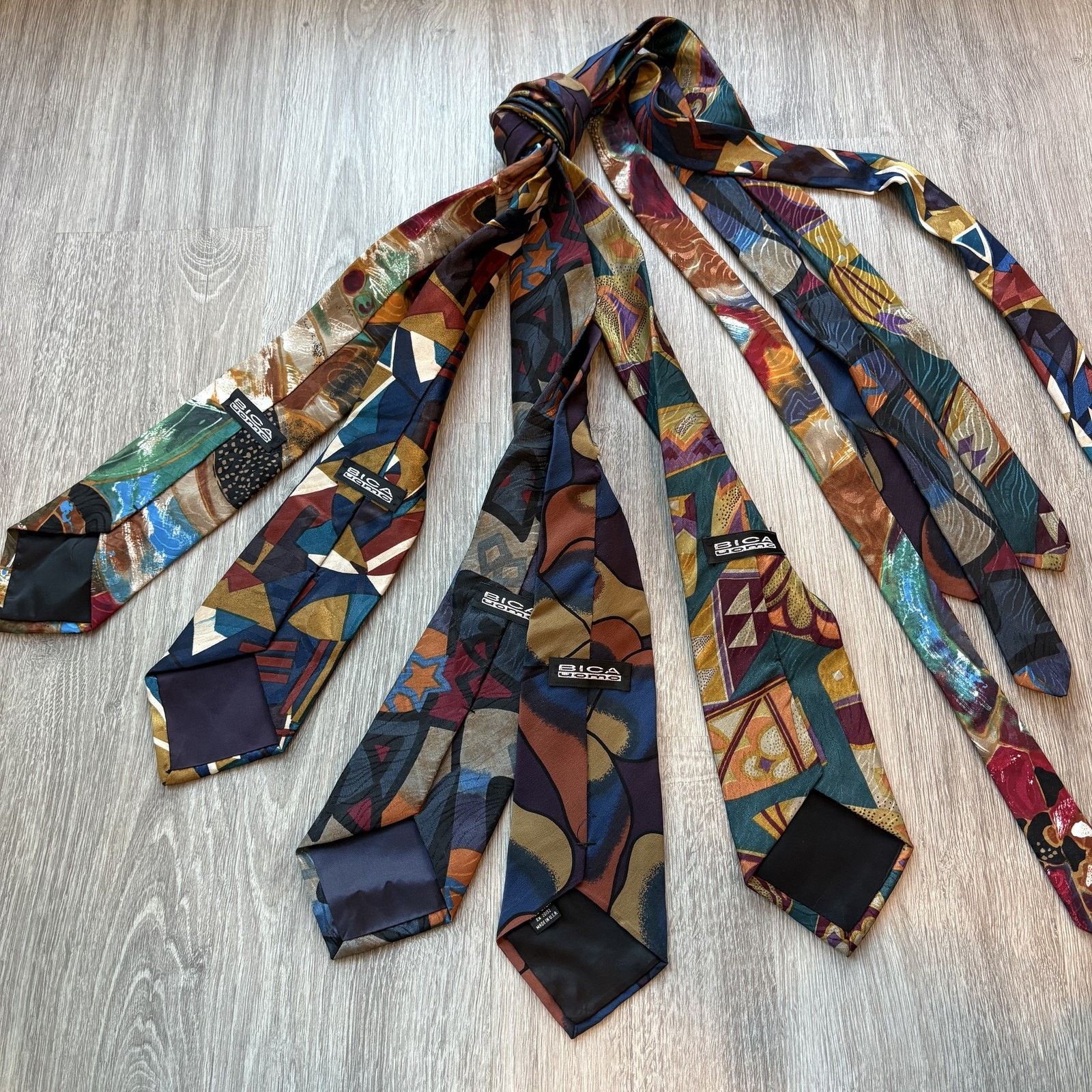 Other Lot of Bica Uomo Mens 5pc Silk Neck Tie Lot Abstract Size ONE SIZE - 4 Thumbnail