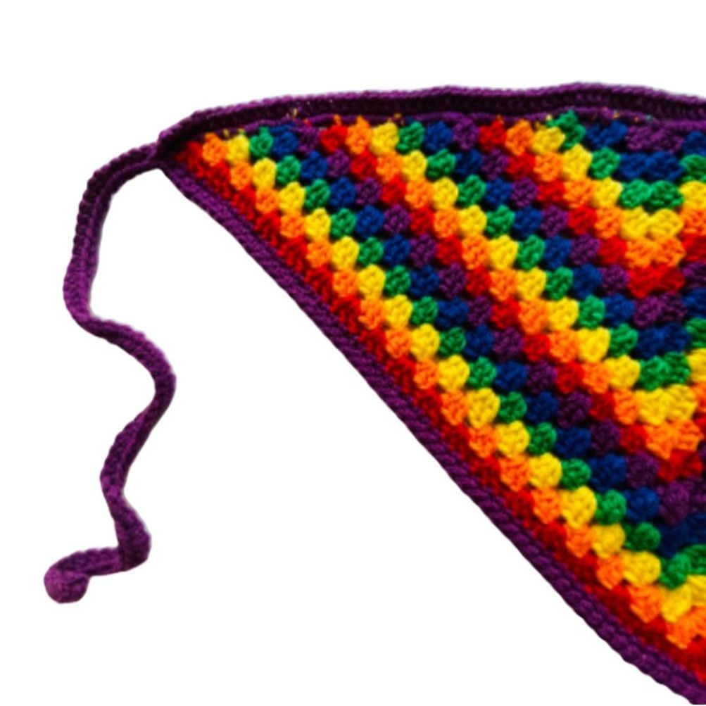 Handmade Bandana Head Wrap Crochet Rainbow Colors Granny Stitch Strip Size ONE SIZE - 5 Thumbnail