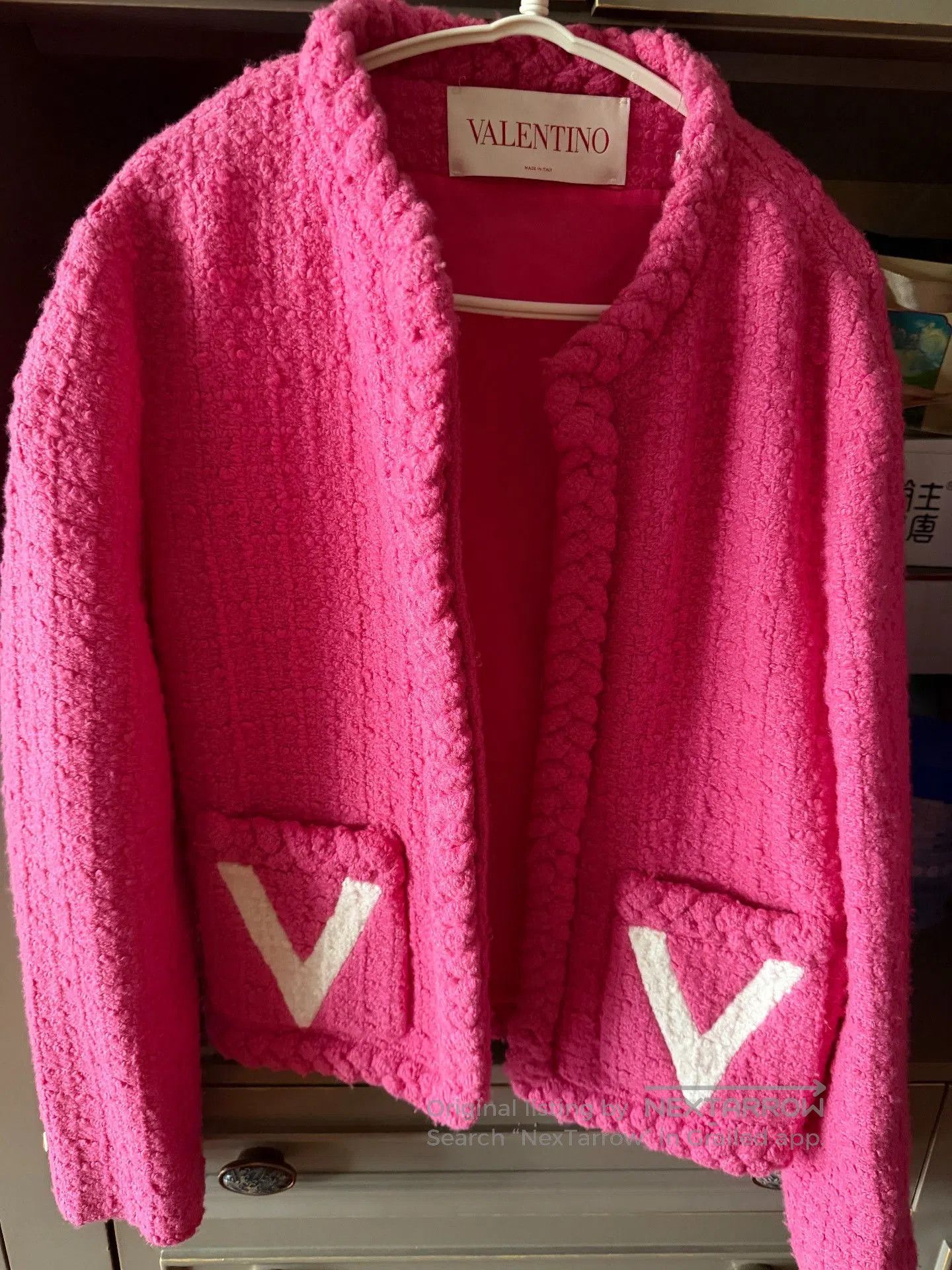Valentino Valentino Bright Pink Textured Knit Jacket. Size M / US 6-8 / IT 42-44 - 3 Thumbnail