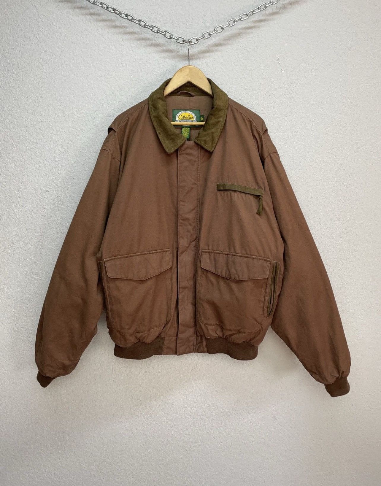 Schott Vintage y2k Avirex Vibe Cabelas Brown Nylon Leather Jacket Size US XL / EU 56 / 4 - 5 Thumbnail