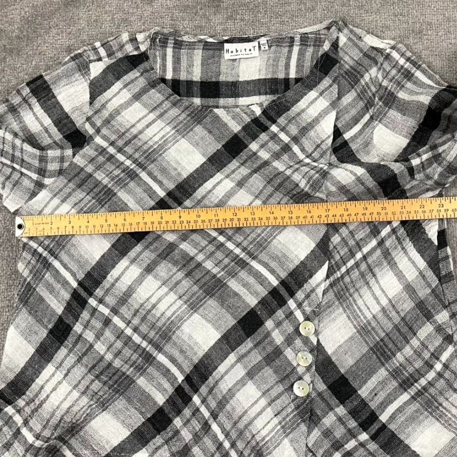 Habitat HABITAT Clothes To Live Shirt Womens M Plaid Linen 3/4 Sleeve Lagenlook Top Size M / US 6-8 / IT 42-44 - 5 Thumbnail