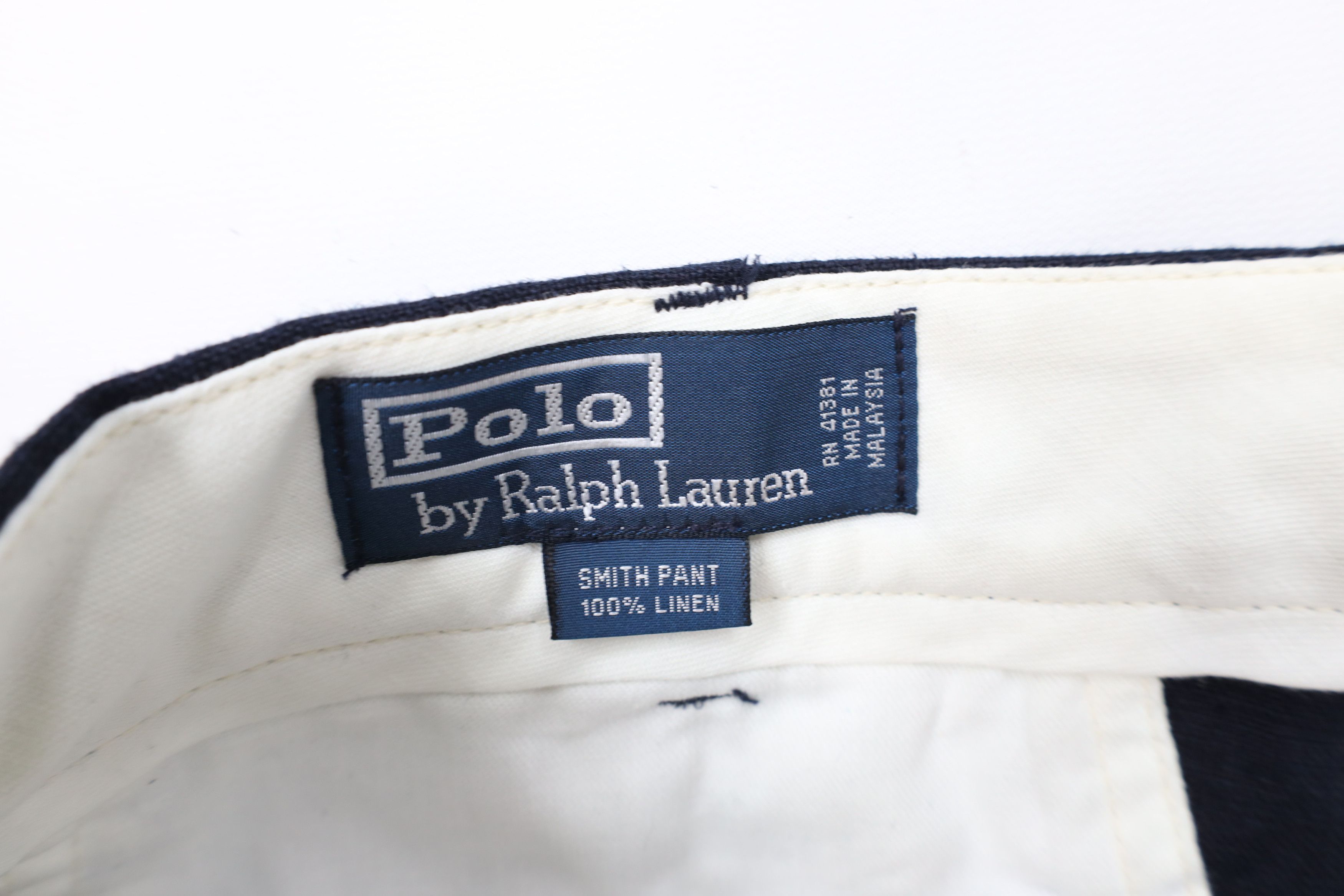Ralph Lauren × Vintage Vintage 90s Ralph Lauren Wide Leg Chino Pants Navy Blue Size US 38 / EU 54 - 6 Thumbnail