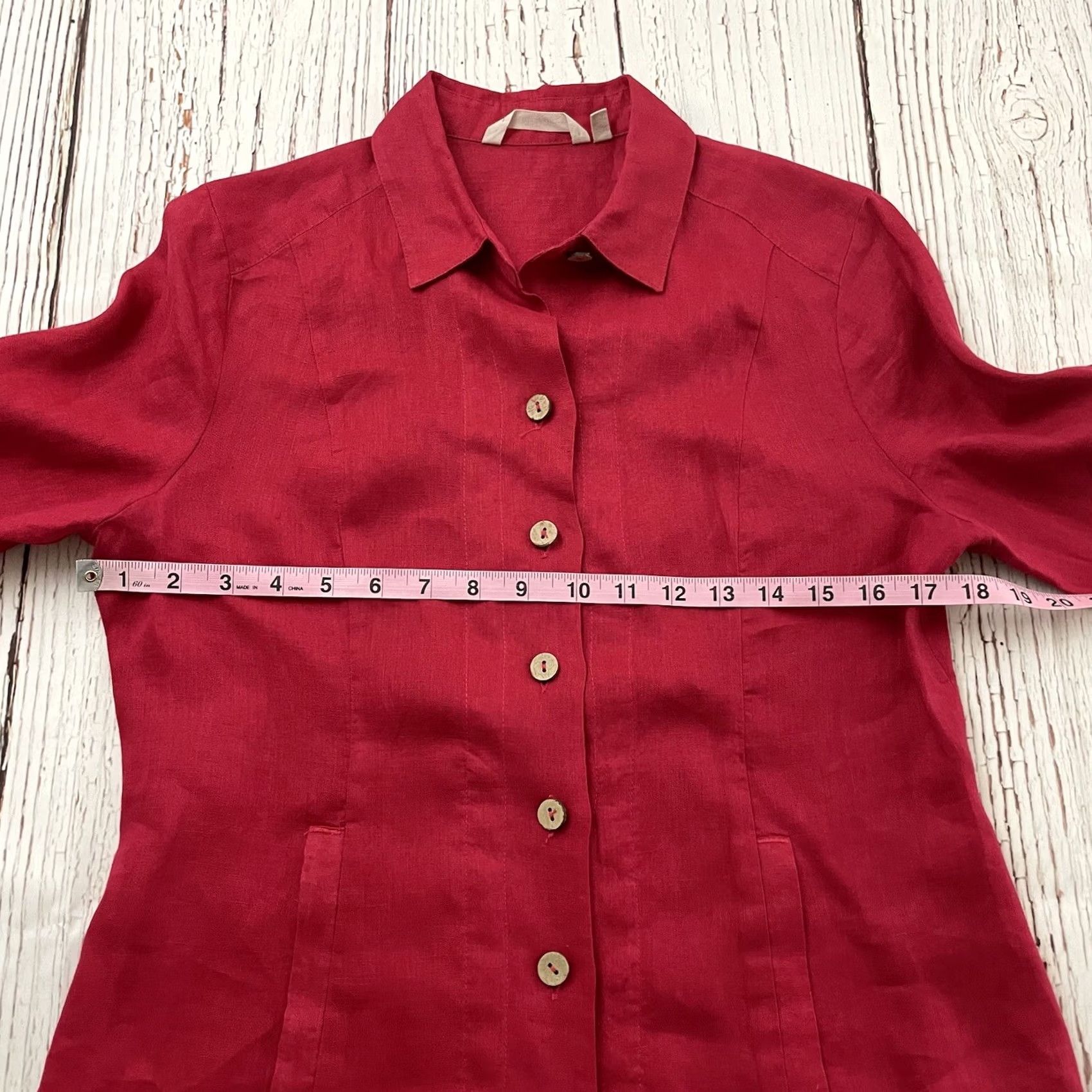 Soft Surroundings Soft Surroundings Blouse 3/4 Sleeve Linen Button Front Pink Womens XS Petite Nike Size XS / US 0-2 / IT 36-38 - 4 Thumbnail
