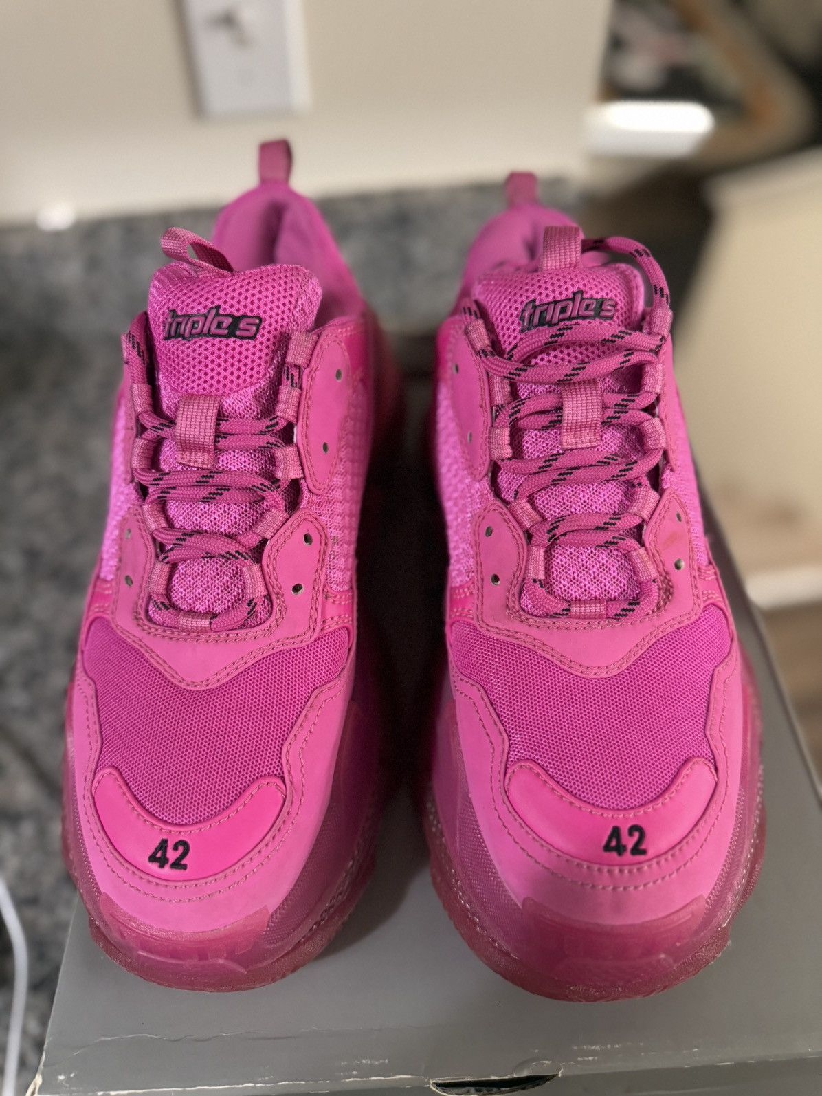 Balenciaga Balenciaga Pink Low Top Triple S 42EU/12US Women Size US 12 / IT 42 - 13 Thumbnail