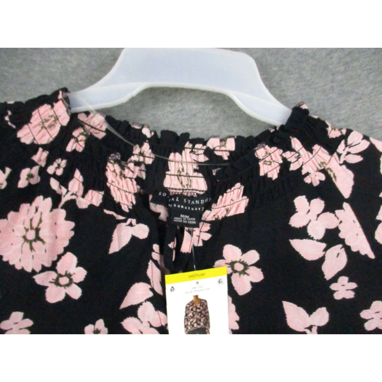 Sanctuary Social Standard by Sanctuary Long Sleeve Peasant Top Floral NWT Pink M Womens Blouse Size M / US 6-8 / IT 42-44 - 6 Thumbnail