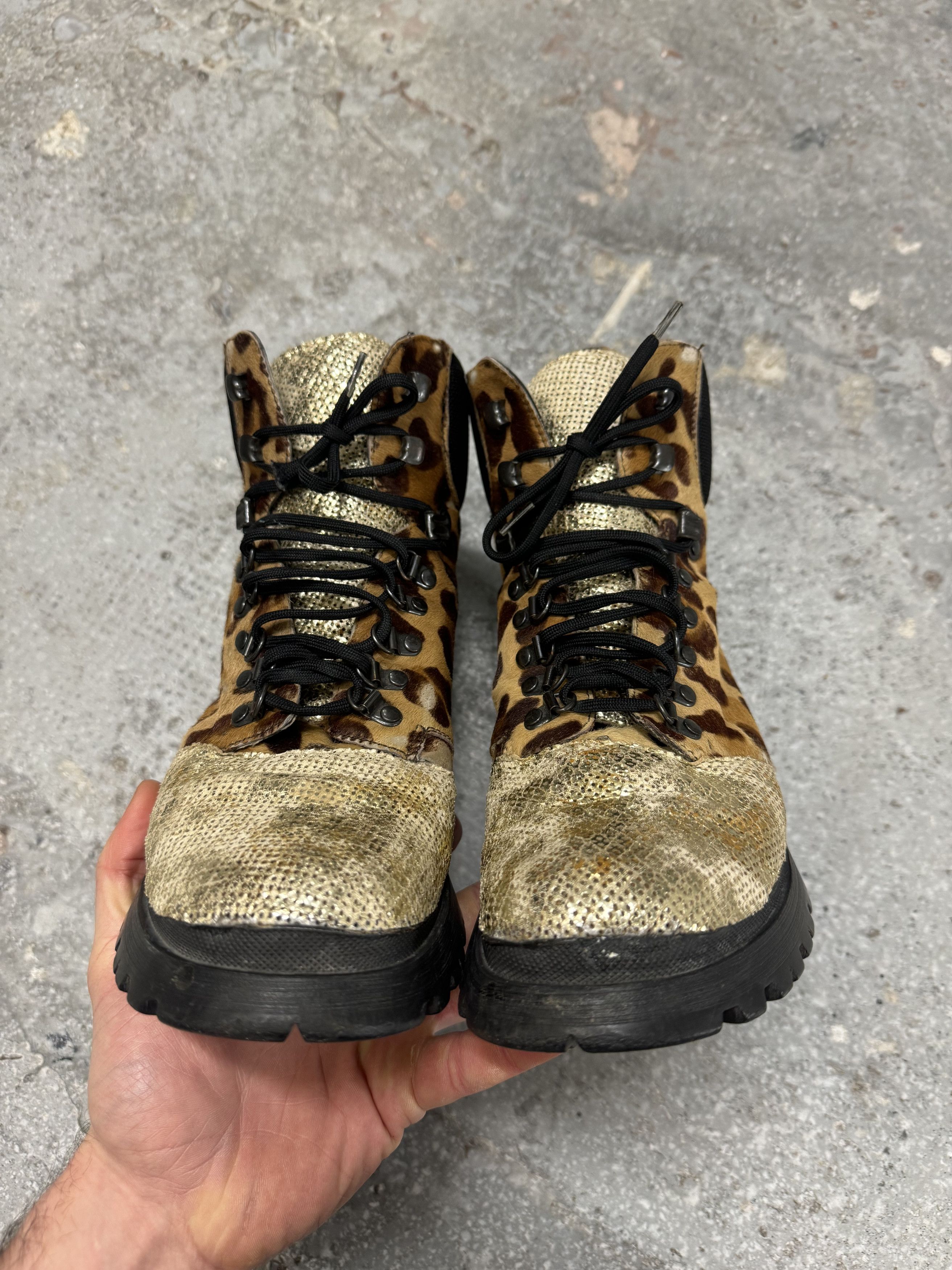 Prada × Vintage FW1999 Prada Leopard Pony Hair Hybride High Shoes Size US 8 / IT 38 - 2 Thumbnail