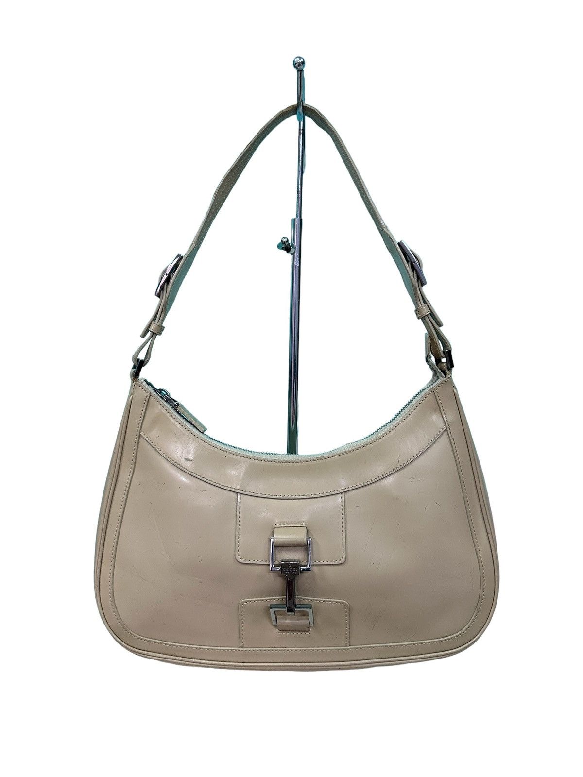 Gucci AUTHENTIC GUCCI BEIGE PATENT LEATHER JACKIE SHOULDER BAG Size ONE SIZE - 1 Thumbnail