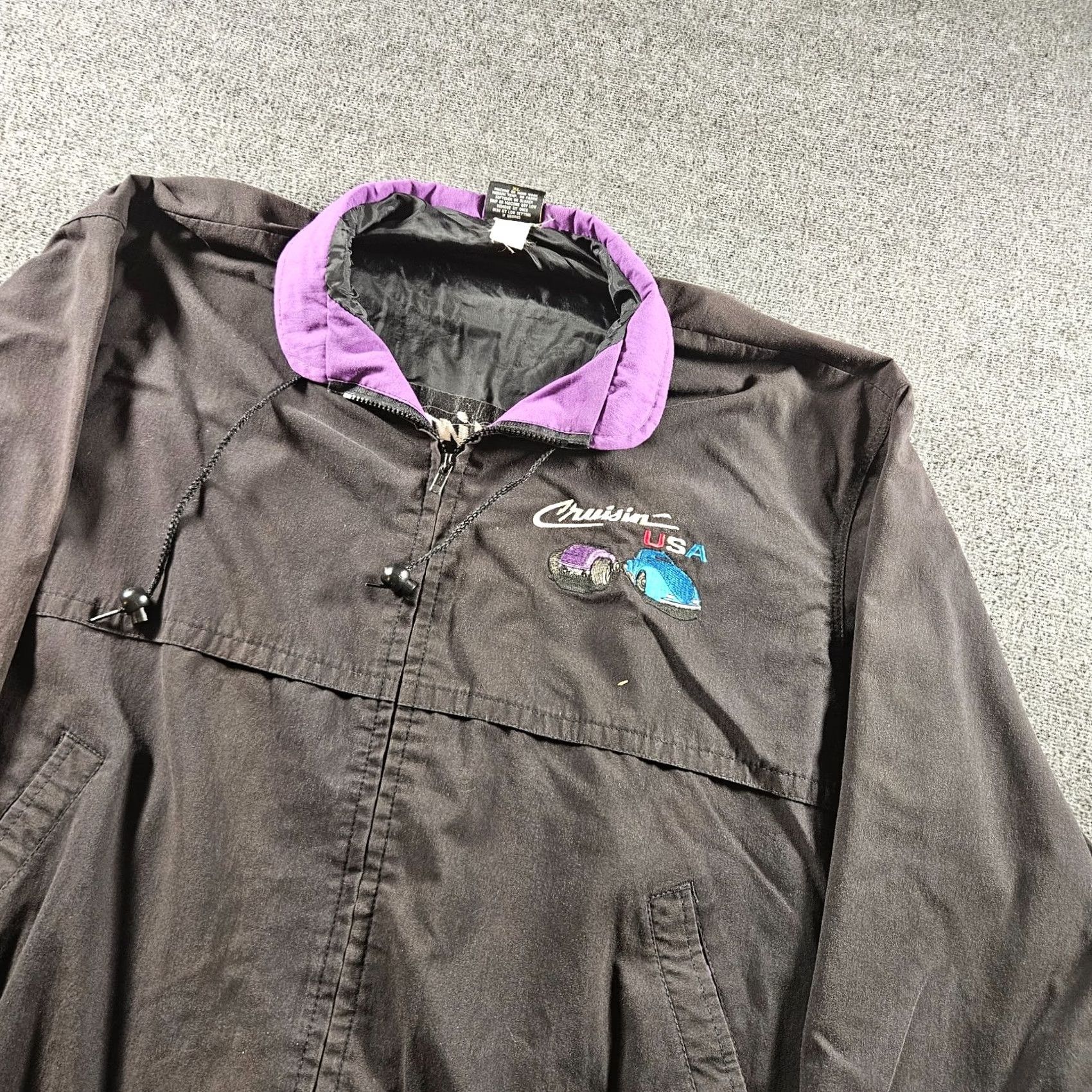 Vintage VINTAGE Nemesis Cruisin USA Car Jacket Embroidered Black 90s Bomber Jacket XL Men Size US XL / EU 56 / 4 - 2 Thumbnail