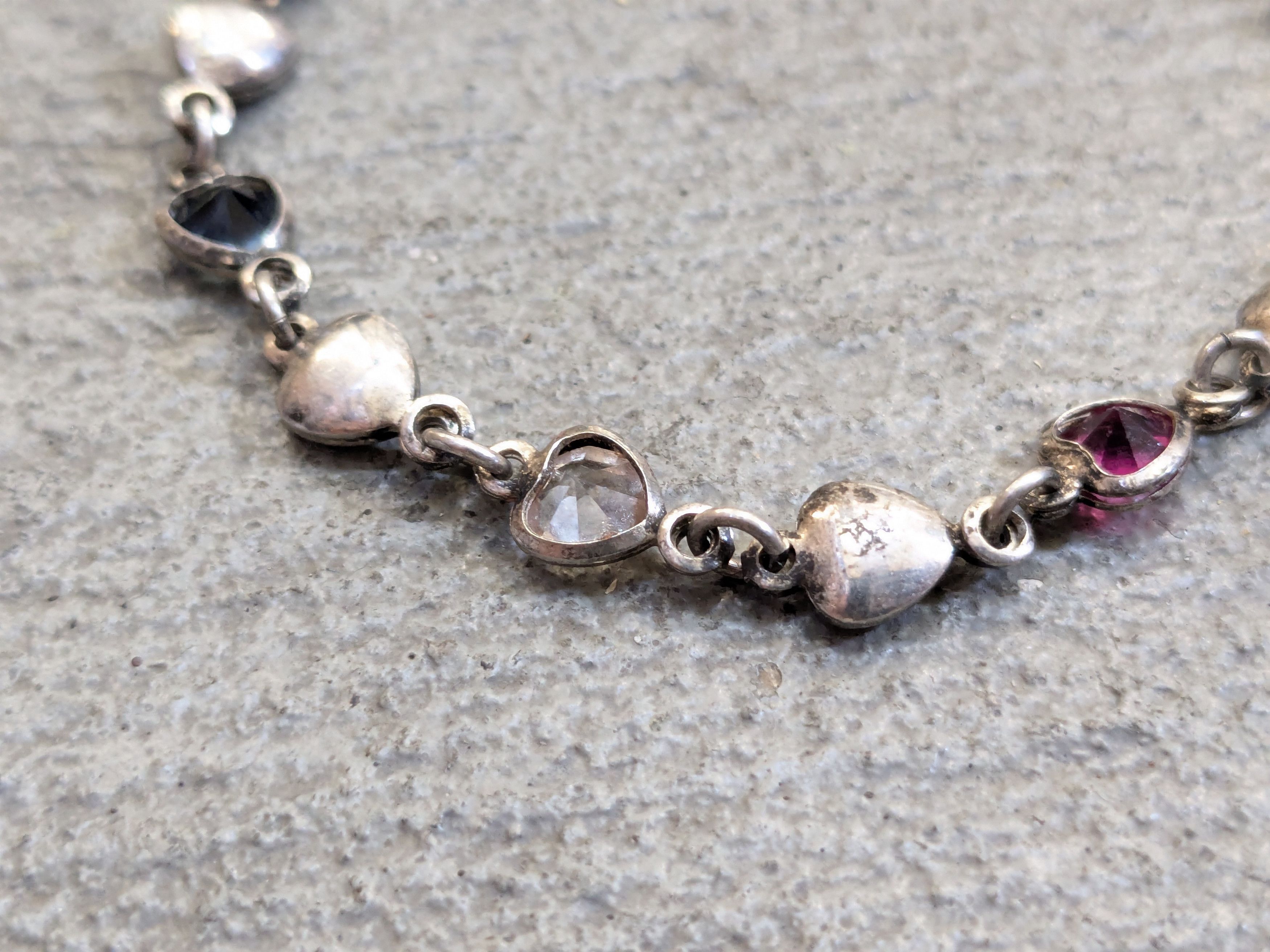 Jewelry Vintage Sterling Silver Bracelet Heart Rainbow Y2K Cute Size ONE SIZE - 10 Thumbnail