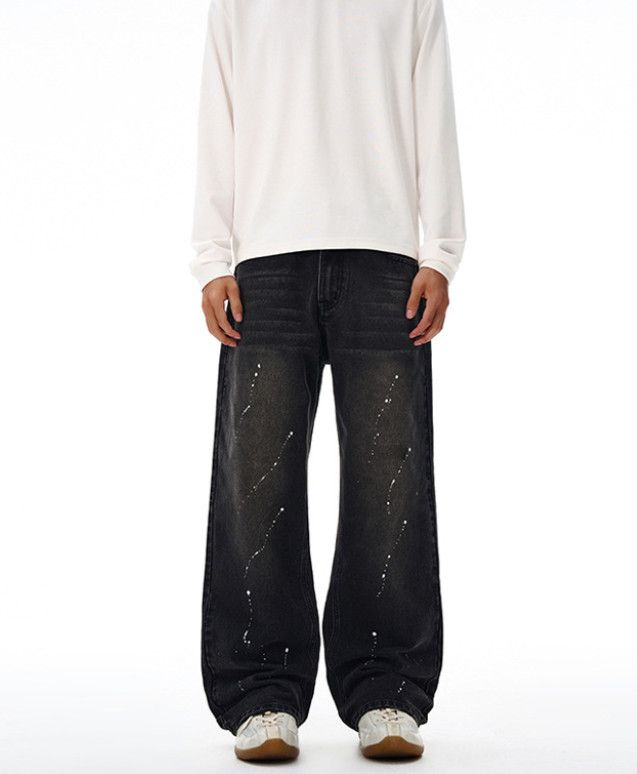 Japanese Brand Men's splatter-painted American high street baggy jeans Size US 32 / EU 48 - 1 Thumbnail