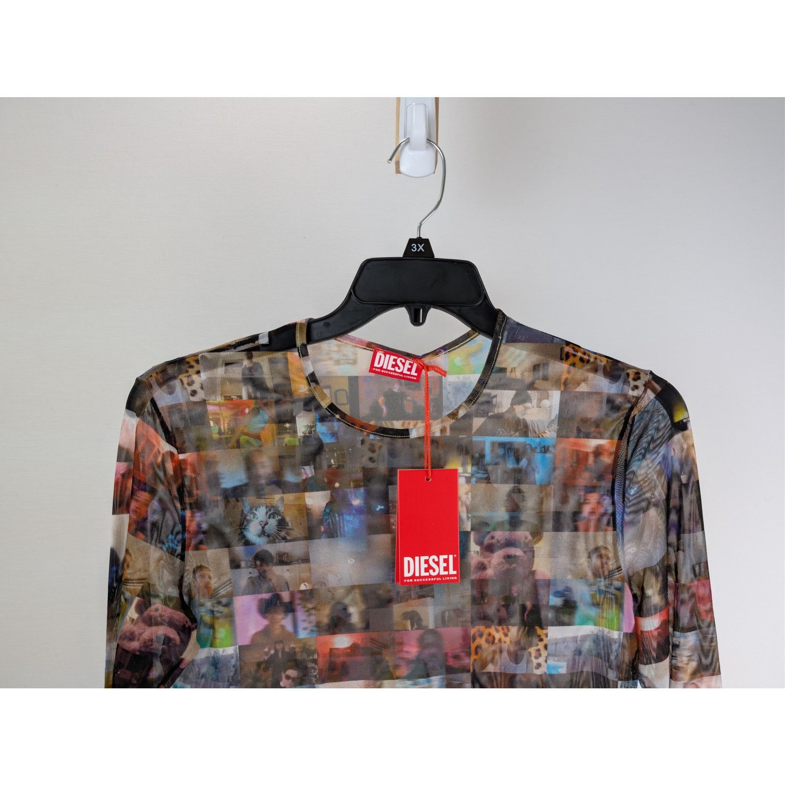 Diesel o1rshd1 'T Lixy' top in multicolor stretch tulle T-Shirt Size US L / EU 52-54 / 3 - 3 Thumbnail