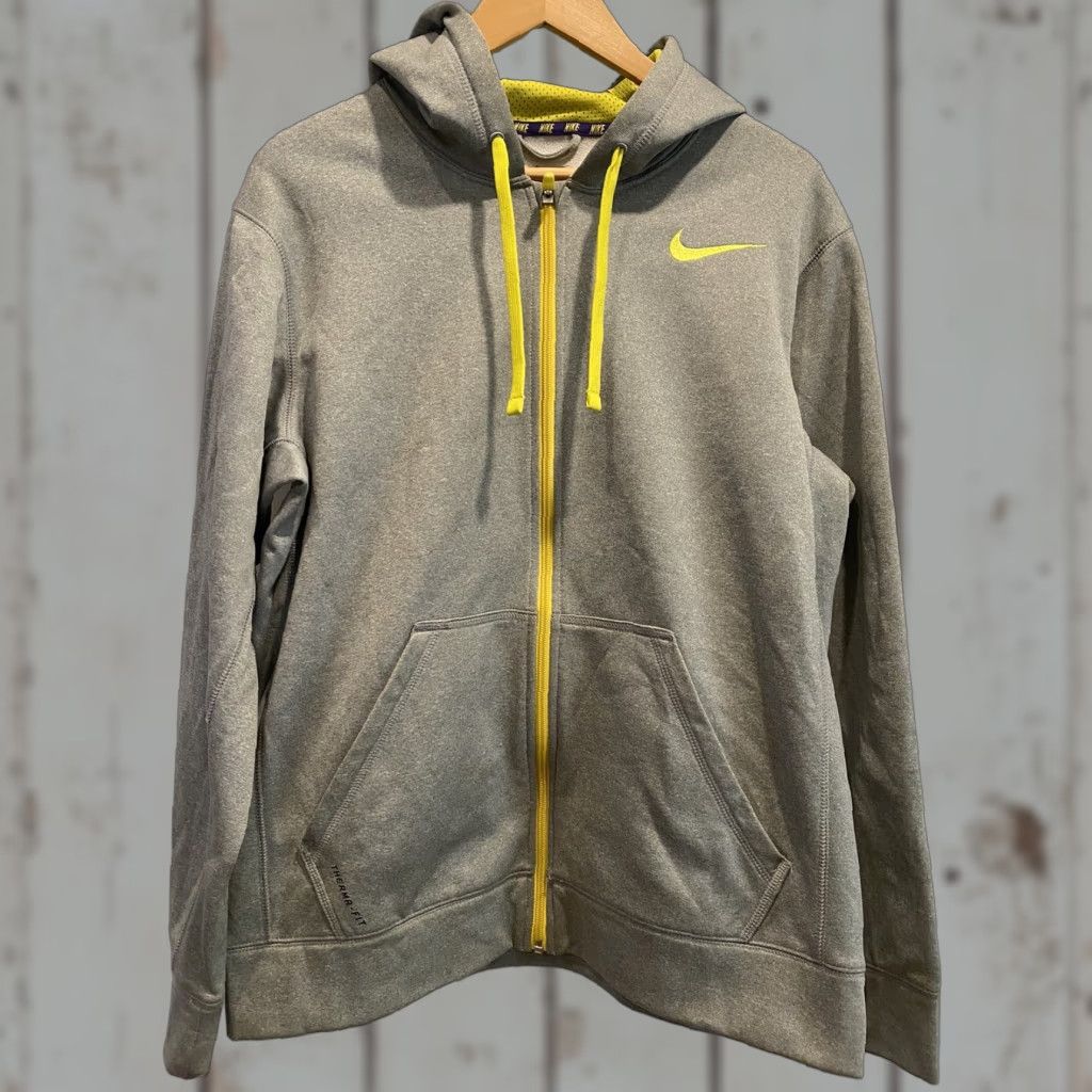 Nike Nike Therm-fit Full Zip Hood Jacket Mens M Gray Yellow Track Jacket Running Jogging CrossFit Size US M / EU 48-50 / 2 - 1 Thumbnail