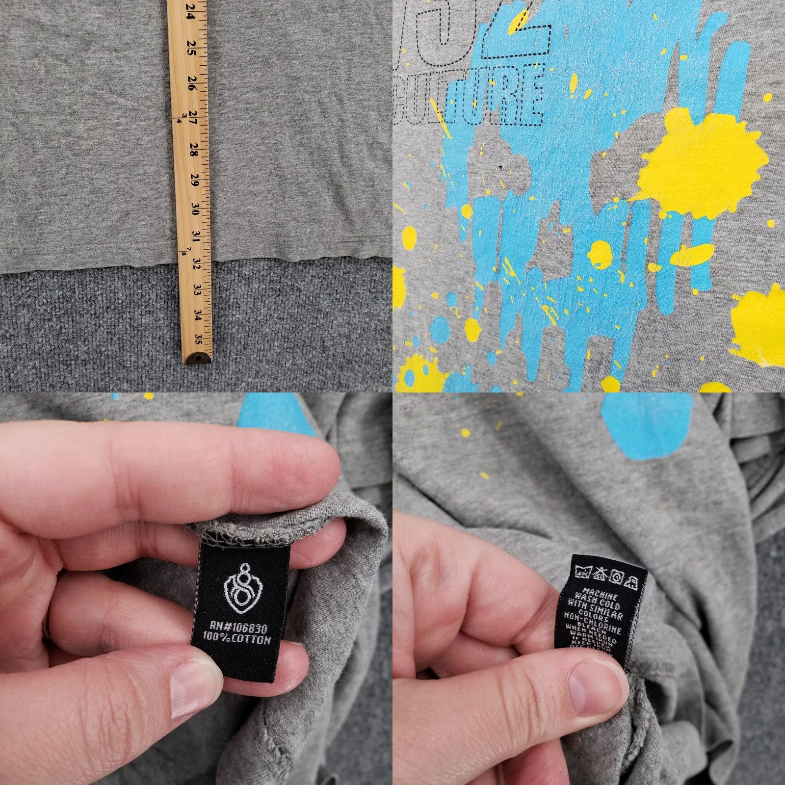 Vintage Eight 732 The Culture T-Shirt Mens XXXL Gray Skull Crew Neck Short Sleeve Size US XXL / EU 58 / 5 - 10 Thumbnail