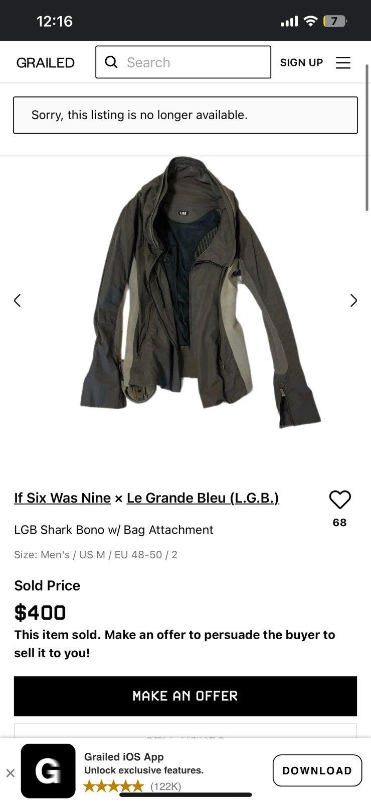 LGB BONO SHARK-12/M ジャケット LGB - 00s archive L.G.B. bono shark 12 jacketの通販 by n 即購入