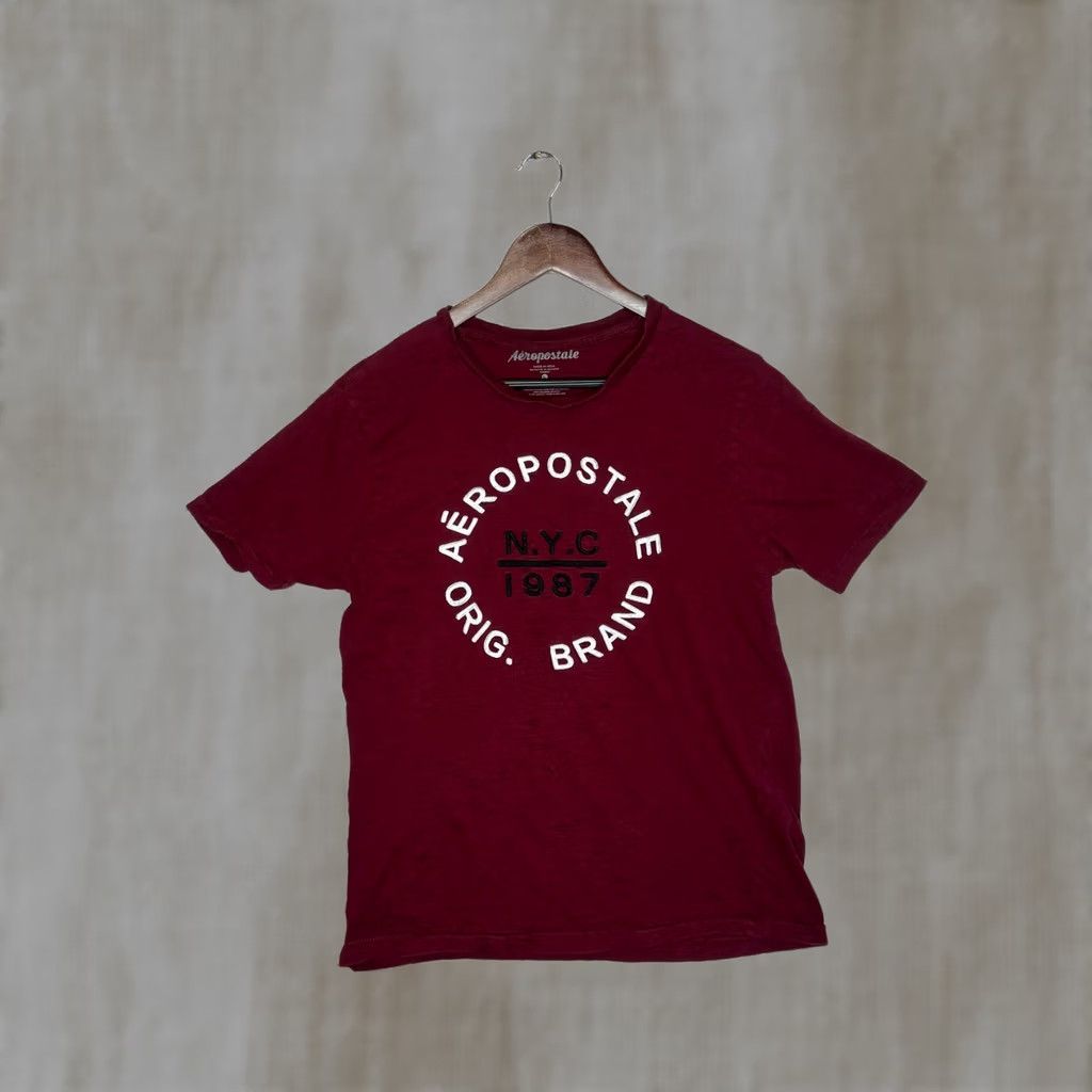 Aeropostale VINTAGE Aeropostale NYC 1987 Mens T-Shirt Burgundy Graphic Print Crew Neck Short Sleeve Regular Fit Large Size US L / EU 52-54 / 3 - 1 Thumbnail