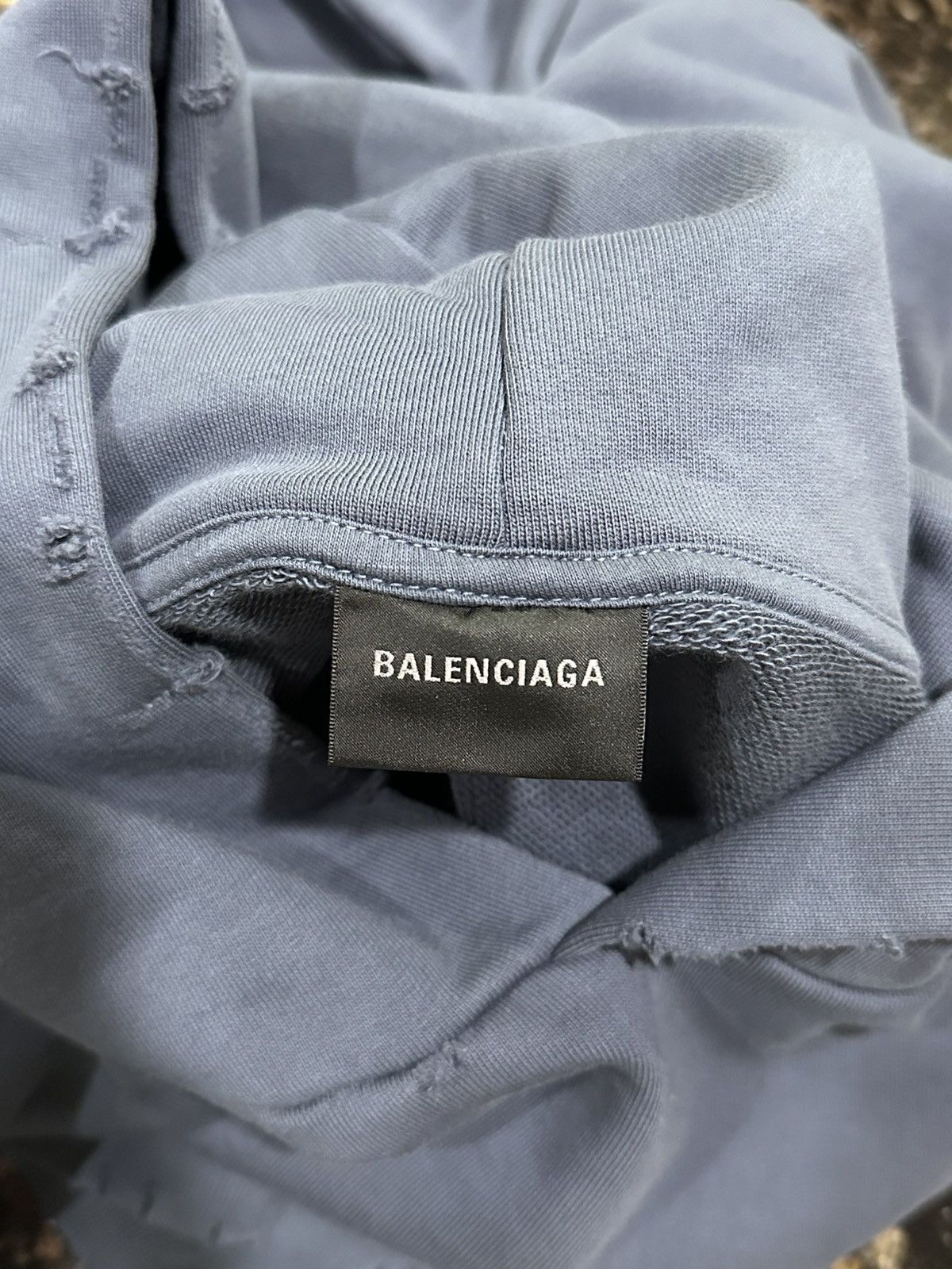 Balenciaga Balenciaga Oversize Spray Bleach Print Logo Dark Blue Hoodie Size US XXS / EU 40 - 12 Thumbnail