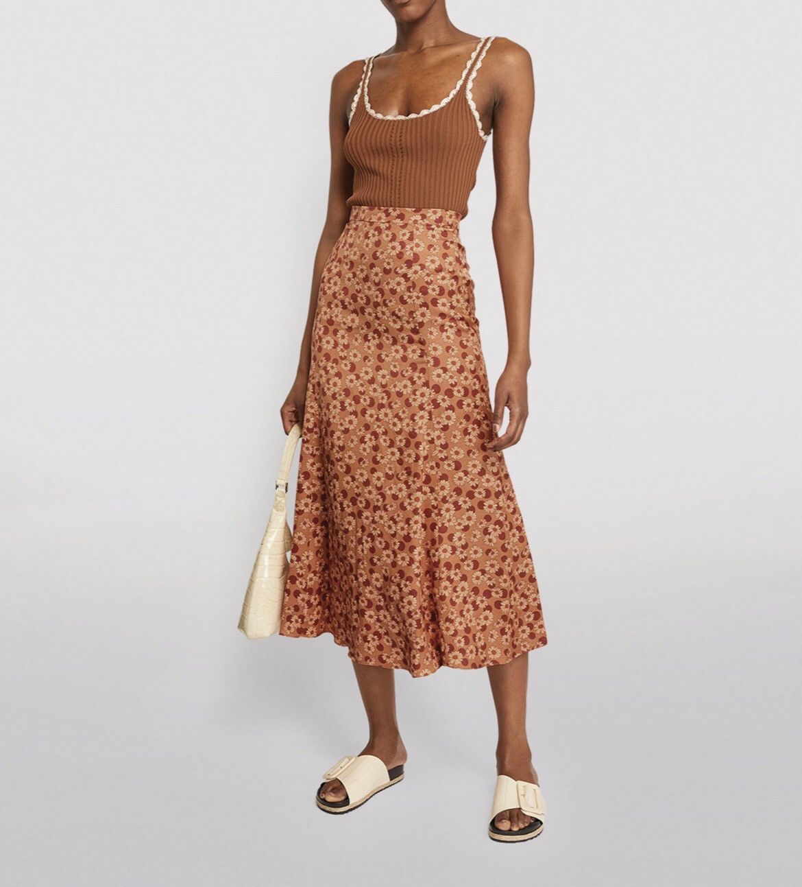 Sandro SANDRO Linen Blend Floral Print Skirt Size 3/L Size 30" / US 8 / IT 44 - 4 Thumbnail