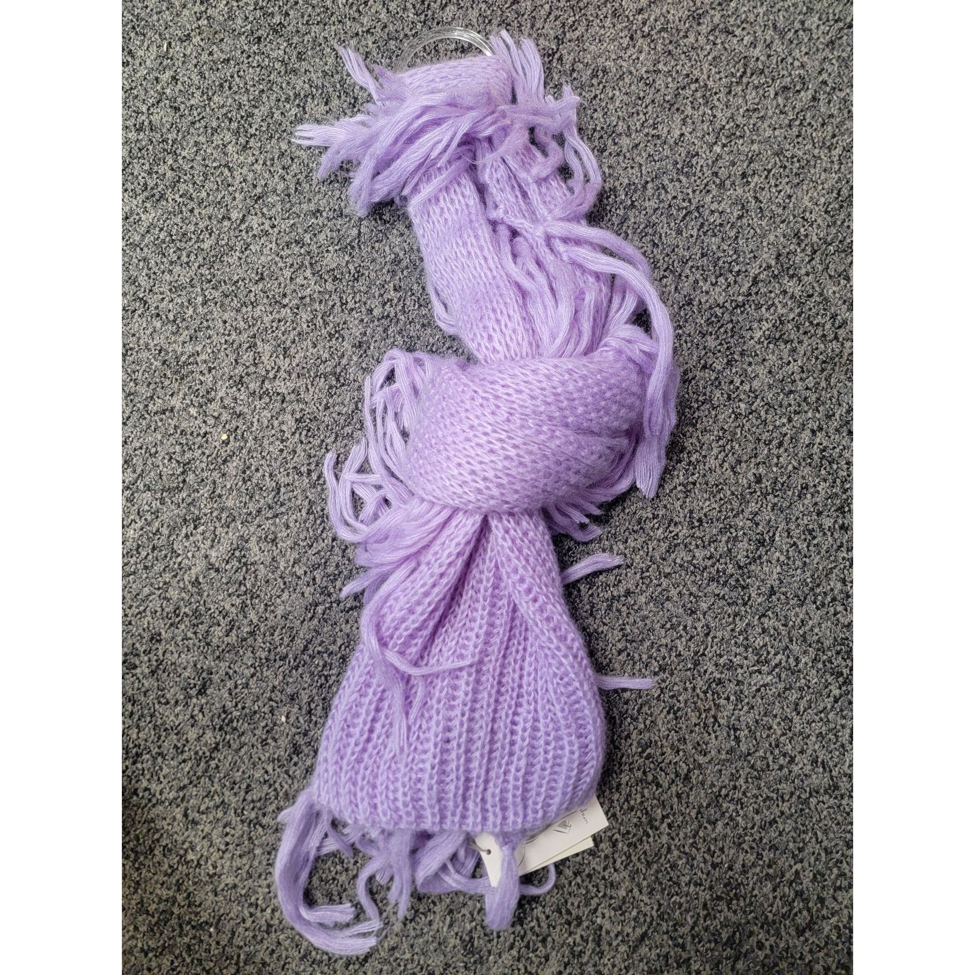 Other Hand-Knitted Lavender Fringe Scarf Soft Acrylic Winter Fashi Size ONE SIZE - 6 Thumbnail