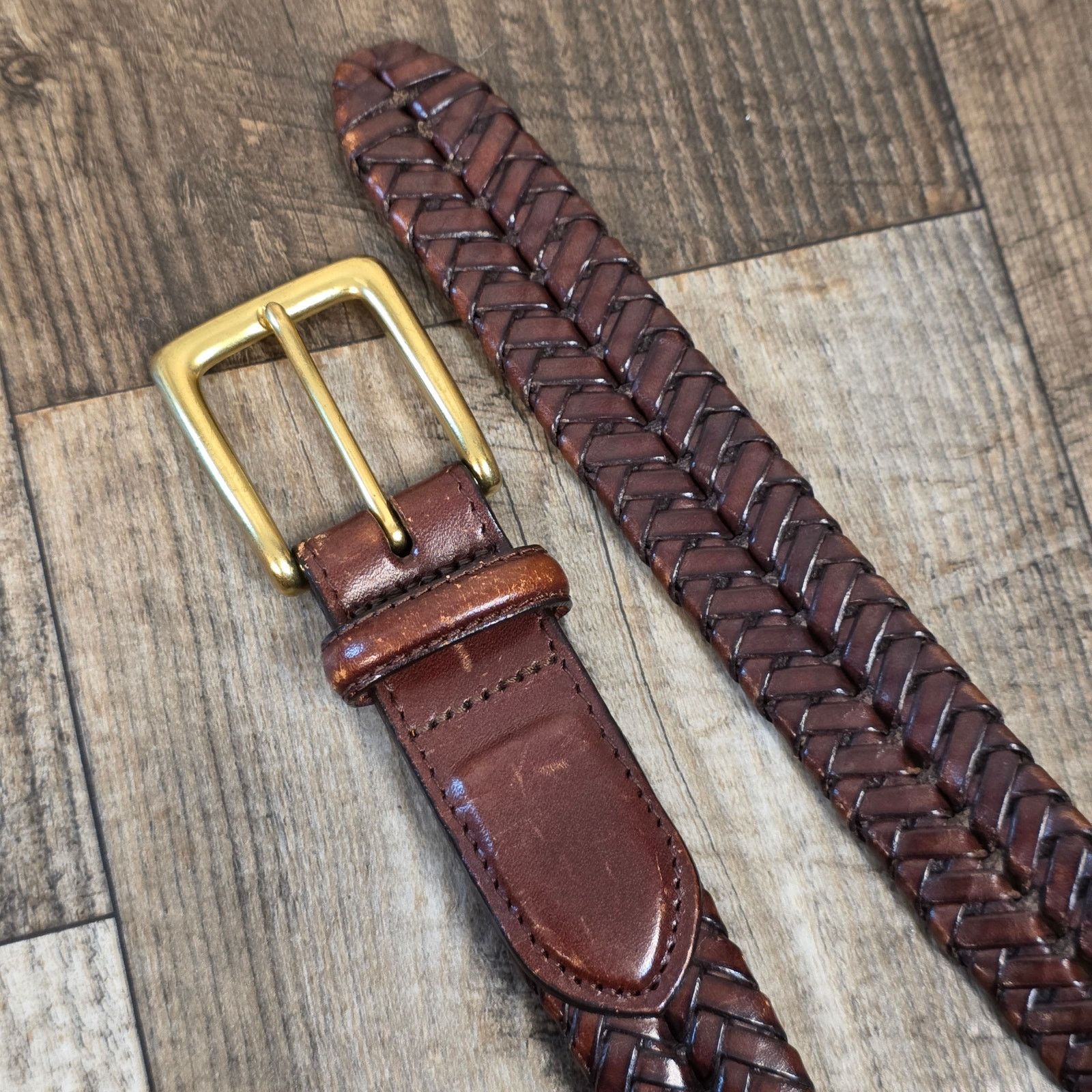 Brighton Brighton Belt Brown Woven Solid Brass Buckle Braided Size 38 Size 38 - 2 Thumbnail