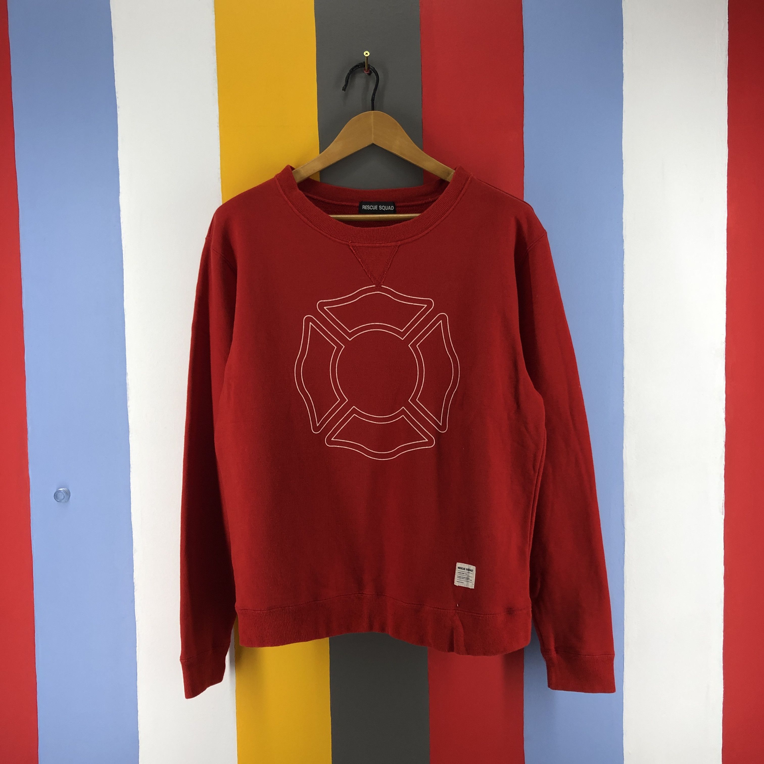 Japanese Brand RESCUE SQUAD by TASUKI YARN Crew Neck Sweatshirt #0781/R Size US M / EU 48-50 / 2 - 1 Thumbnail