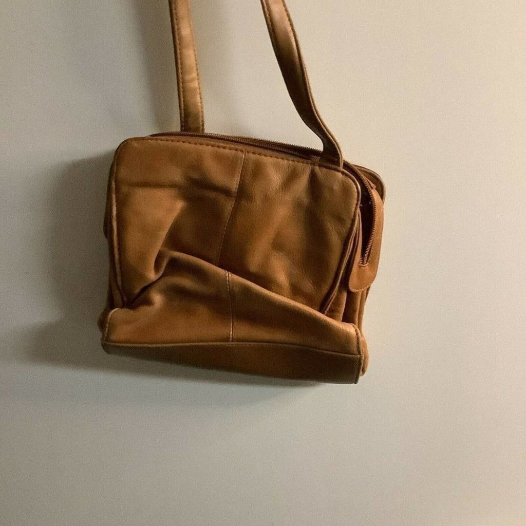 Hunt Club Brown Leather Saddle Bag Adjustable Shoulder Strap, Women's