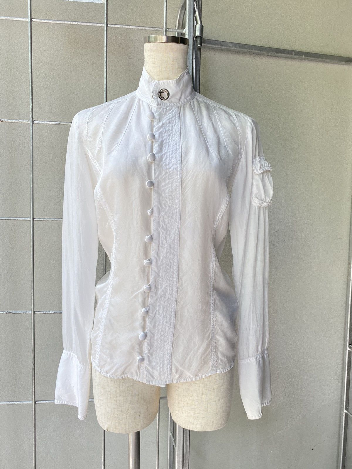 Diesel DIESEL White High-Collar Blouse Shirt Size S / US 4 / IT 40 - 9 Thumbnail