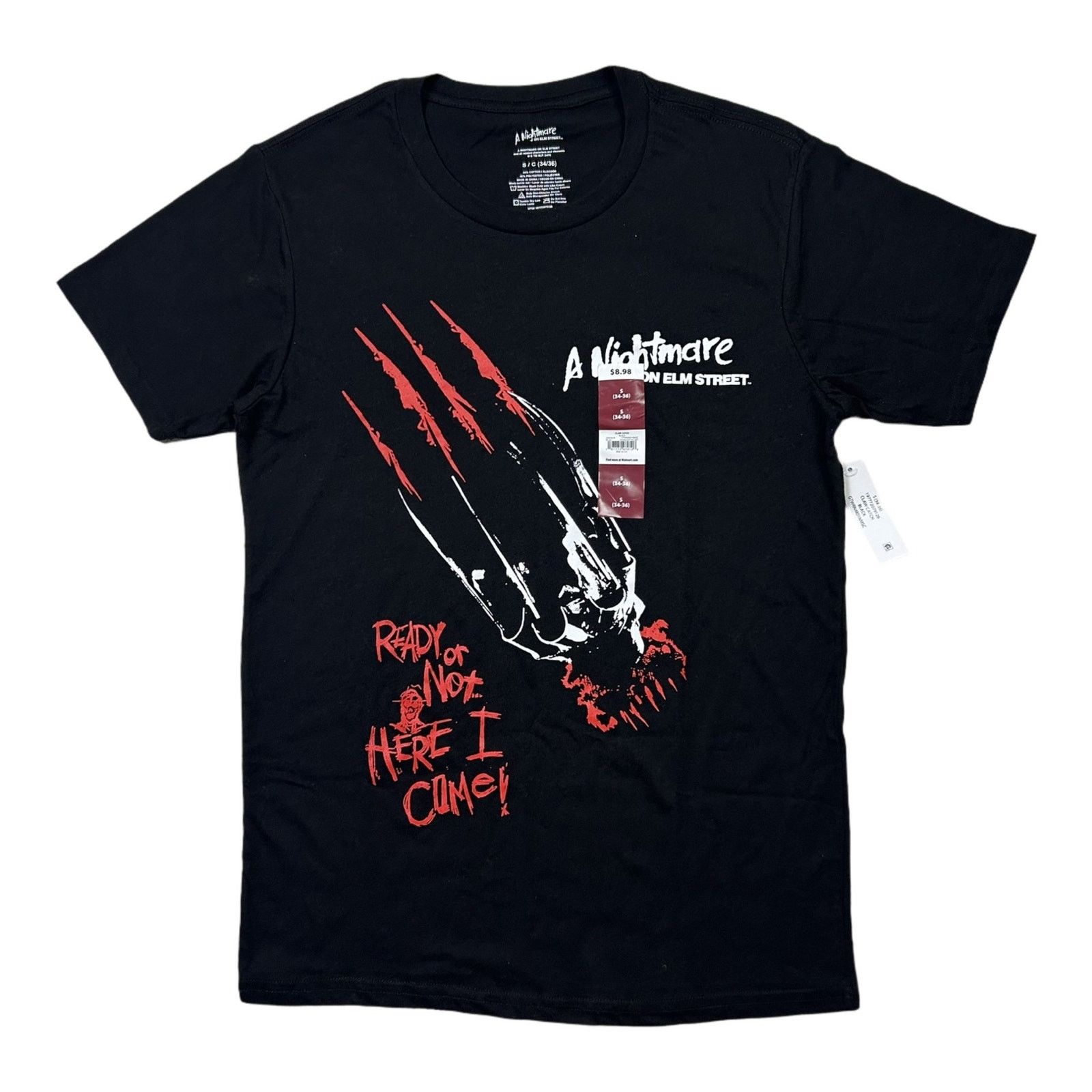 Walmart Nightmare on Elm Street ‘Ready or Not Here I Come’ Black Tee Size US S / EU 44-46 / 1 - 1 Thumbnail