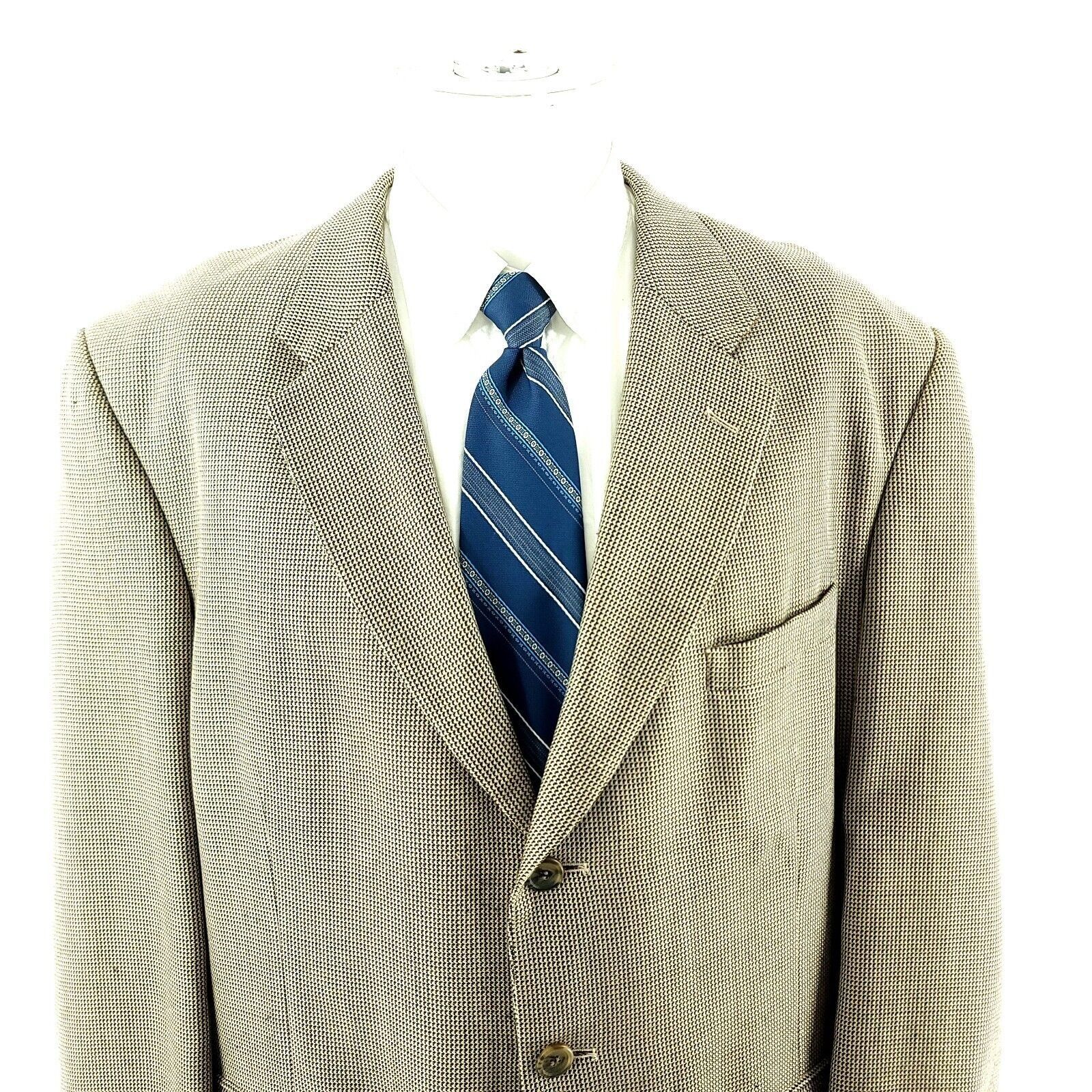 Adolfo Dominguez Adolfo Silk Wool 3 Button Sport Coat 44R Black Tan Nailshead Size 44R - 1 Thumbnail