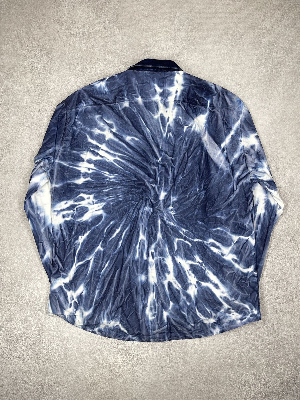 Dsquared2 DSQUARED2 Tie-Dye Asid Effect Cotton Denim Shirt Blue Size US XL / EU 56 / 4 - 8 Thumbnail