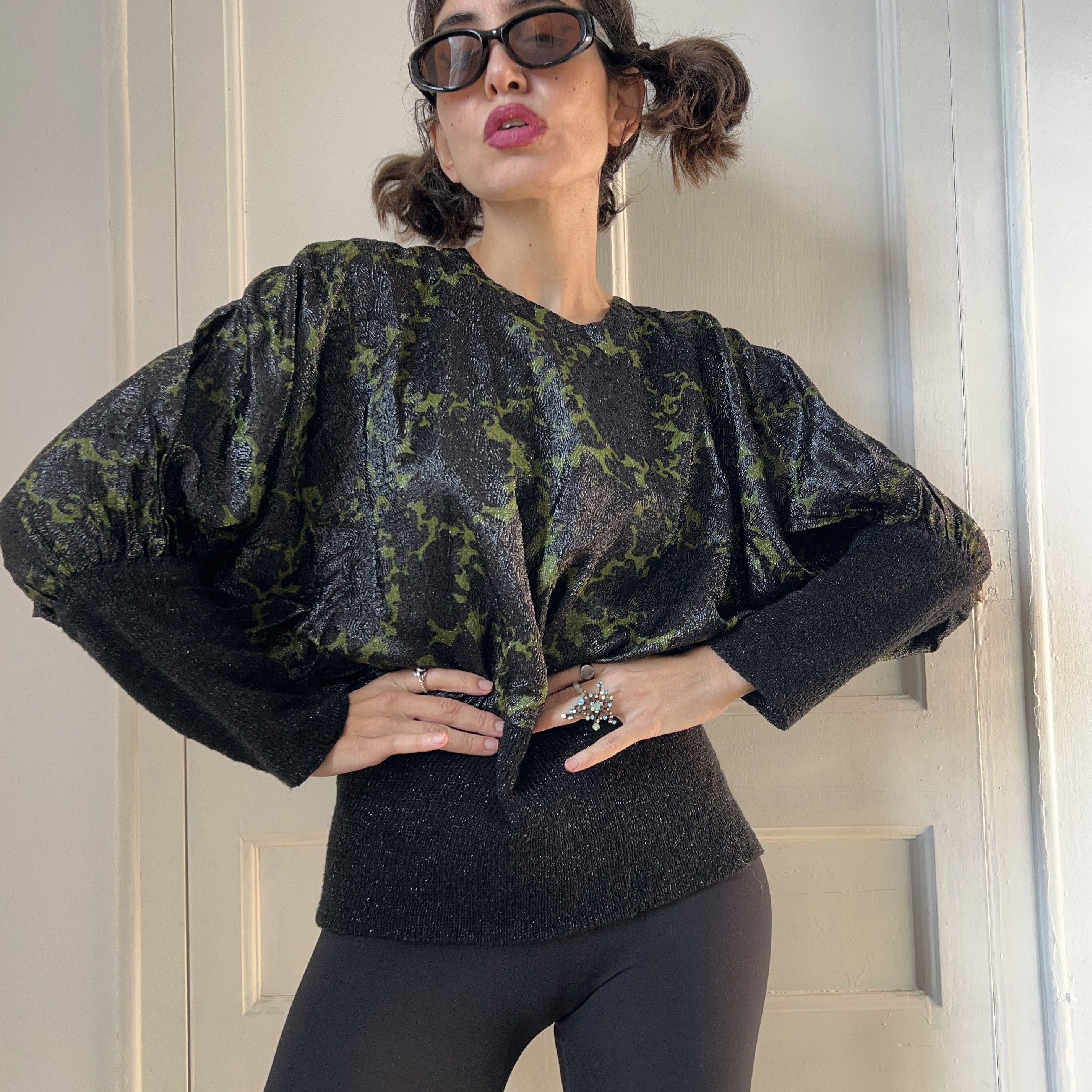 Vintage Vintage 80s Batwing Sparkle Blouse Size ONE SIZE - 6 Thumbnail